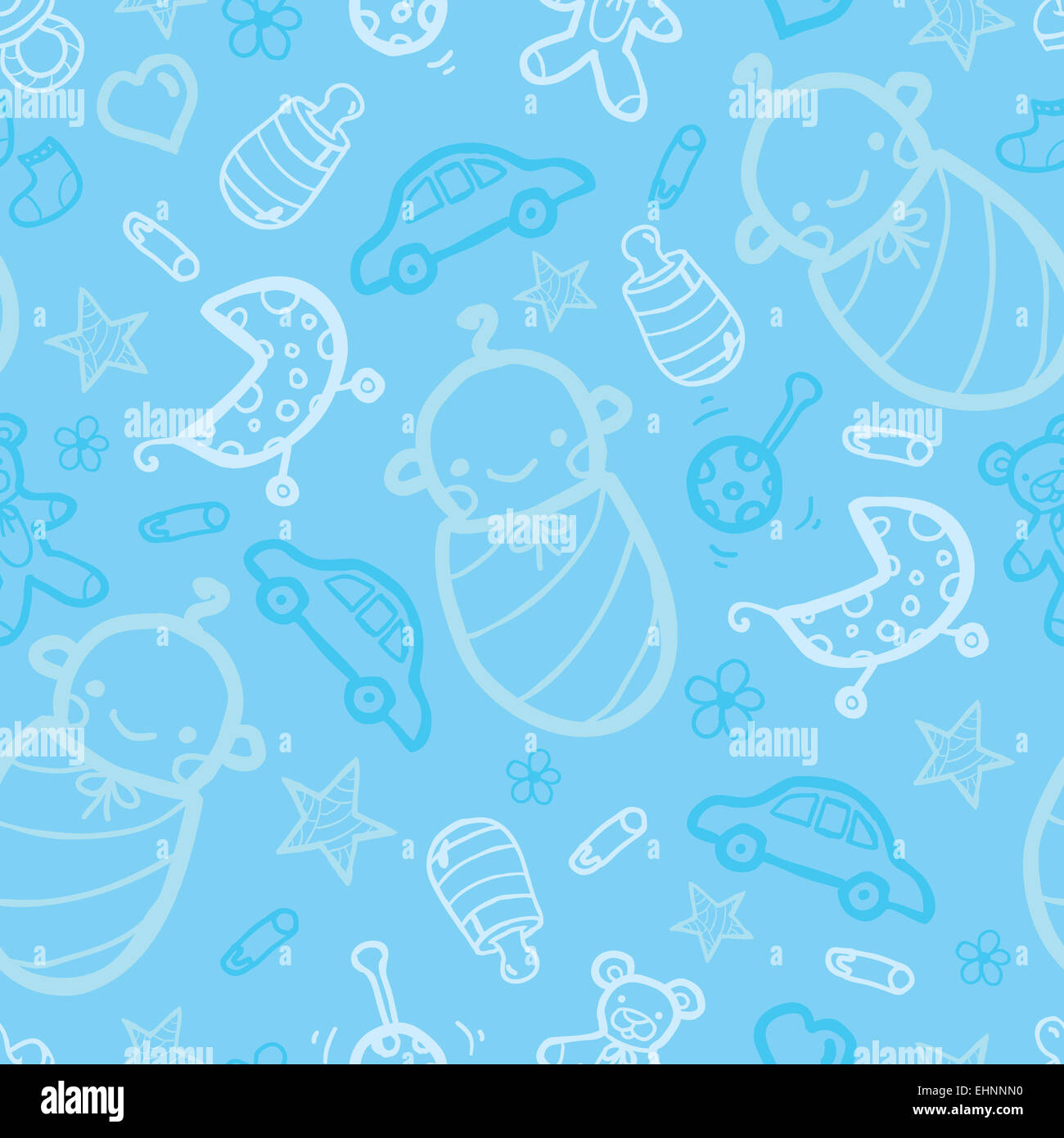 Baby Boy blau Musterdesign Hintergrund Stockfoto