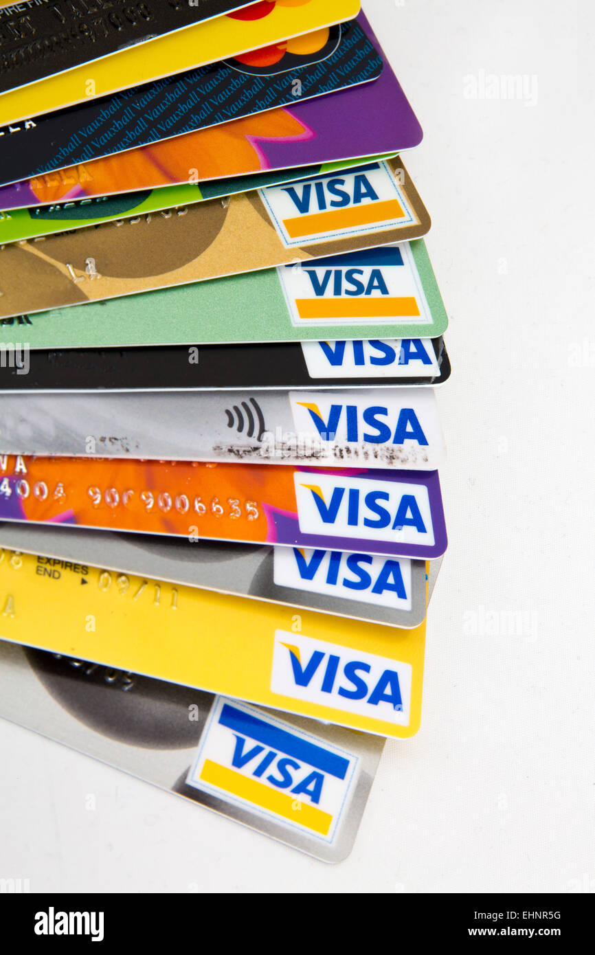 Sortiment von Kredit- und EC Karten Visa und Mastercard 151133 Credit Stockfoto
