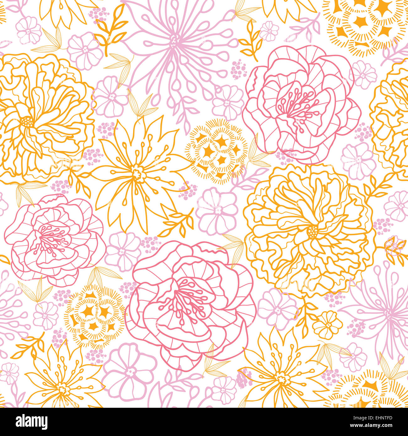 Blumen umrissen Musterdesign Hintergrund Stockfoto