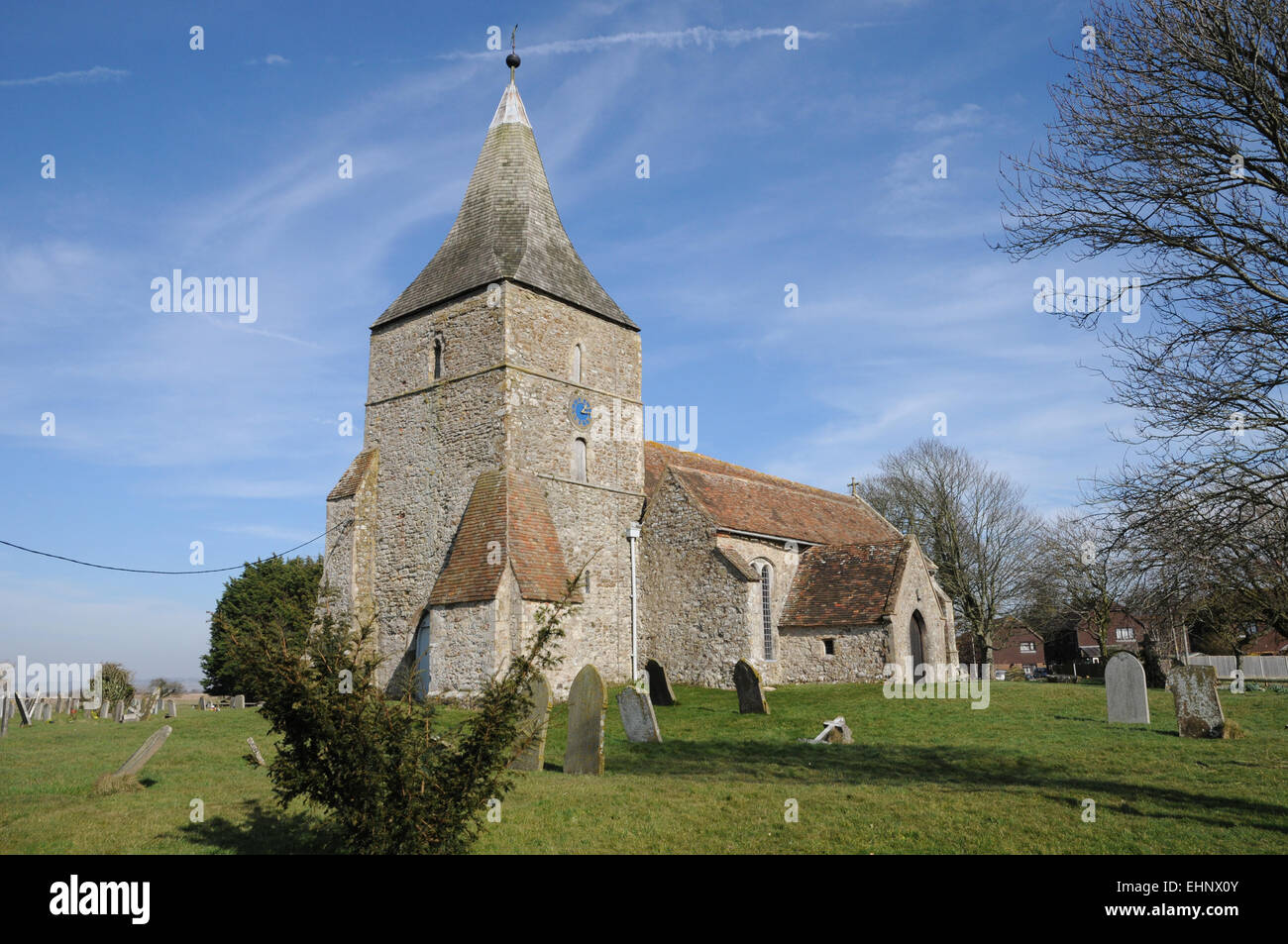 Die Kirche St Mary die Jungfrau in der St Mary in den Sumpf, Romney Marsh Kent. Stockfoto