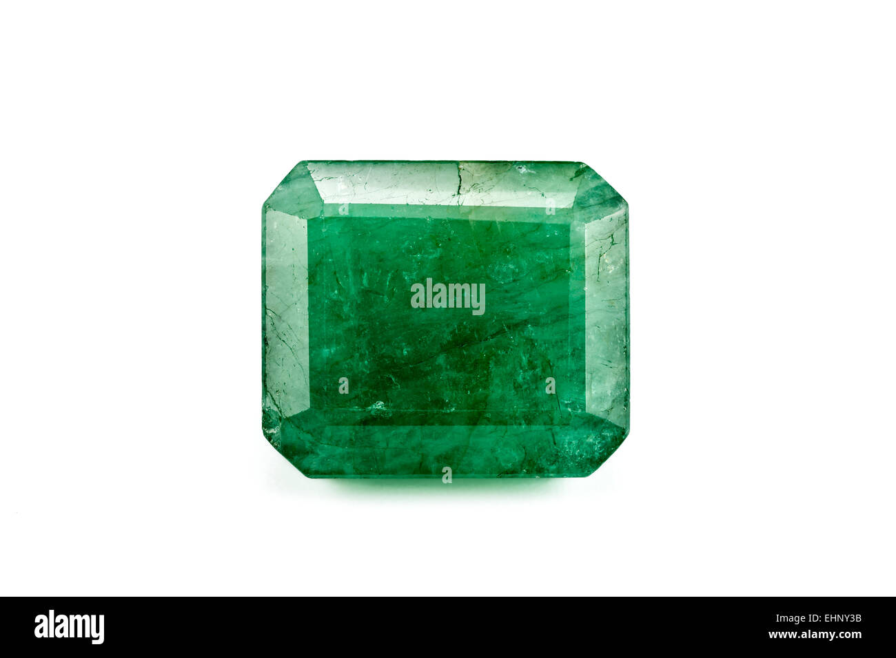Smaragd (Beryll) Treppenschliff Gewicht: 35 Karat Kristall-Struktur: sechseckige Zusammensetzung: Beryllium-Aluminium-Silikat Mohshärte: Stockfoto