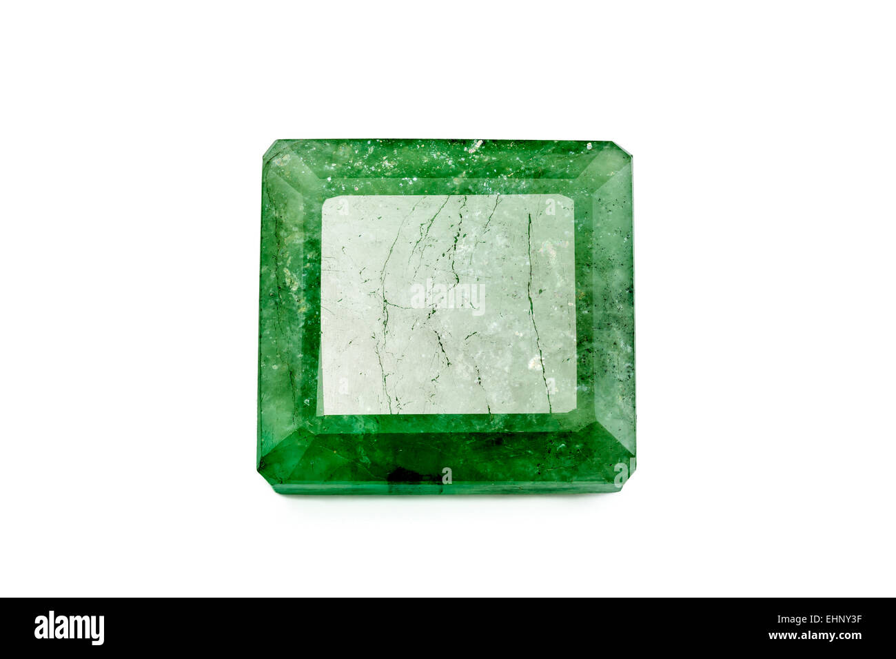 Smaragd (Beryll) Treppenschliff Gewicht: unbekannte Kristallstruktur: sechseckige Zusammensetzung: Beryllium-Aluminium-Silikat Mohshärte: 7 Stockfoto