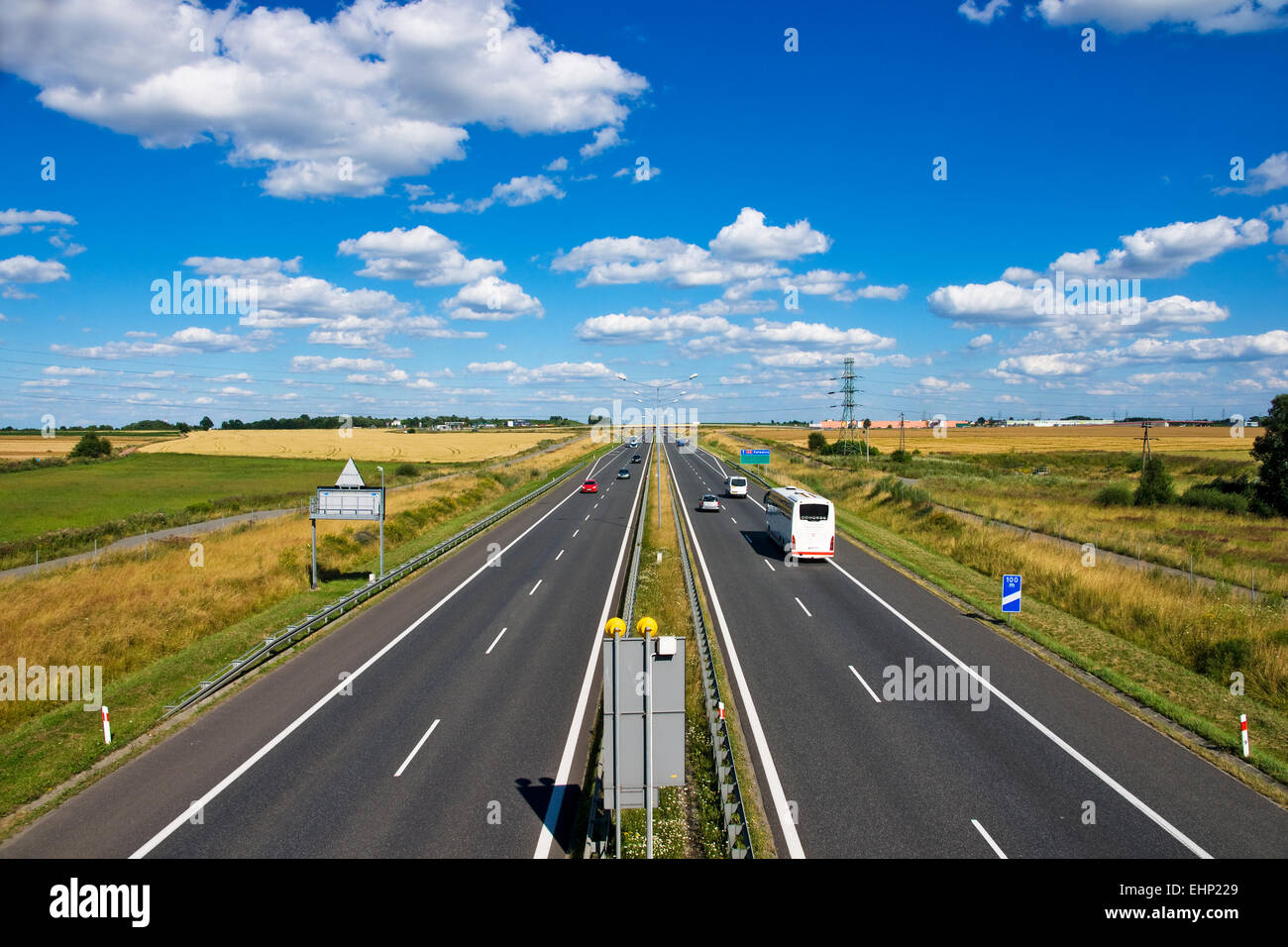 Polnische Autobahn A4 in der Nähe von Gliwice Stockfoto
