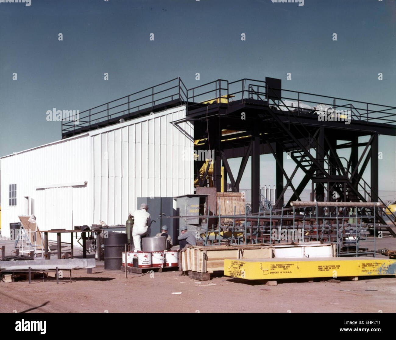 Eine Seitenansicht der 10C-Trägerplattform, fotografiert am 27. Januar 1959, als Teil des militärischen Raketenwerfers. Stockfoto