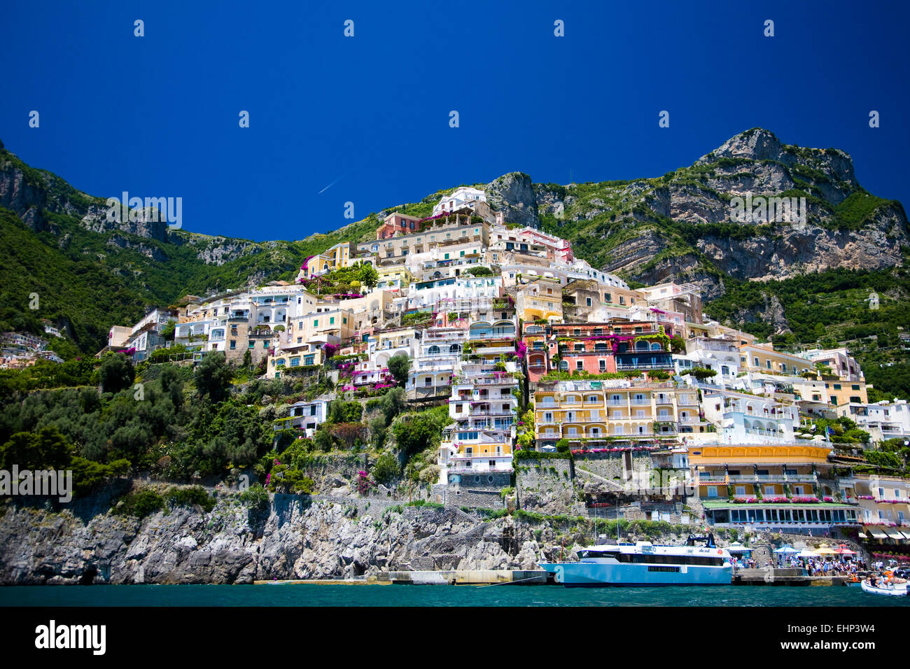 Die hübsche Klippe Häuser von Positano, Amalfiküste, Kampanien, Italien Stockfoto