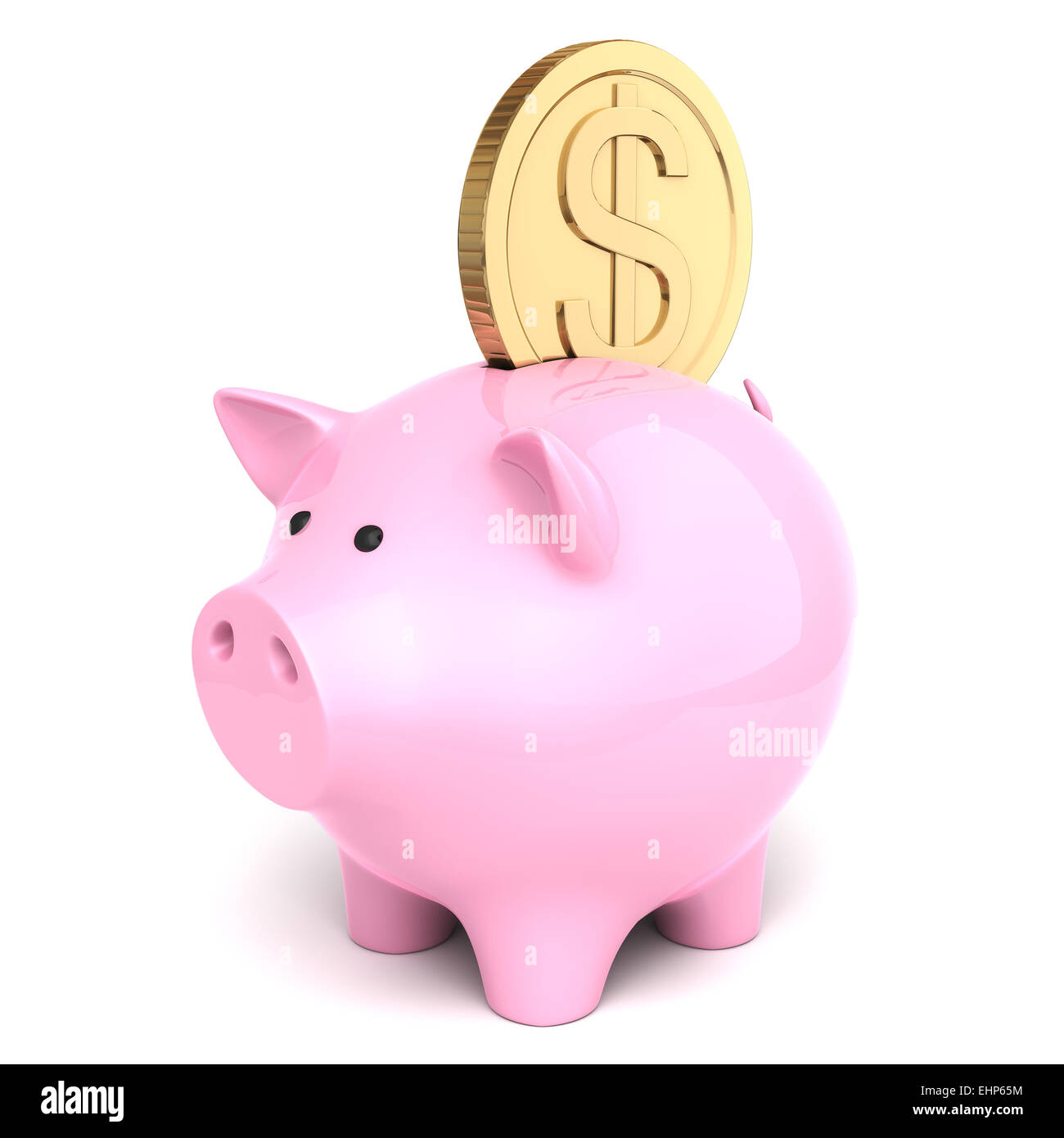 Sparschwein mit einer big-Dollar-Münze Stockfoto