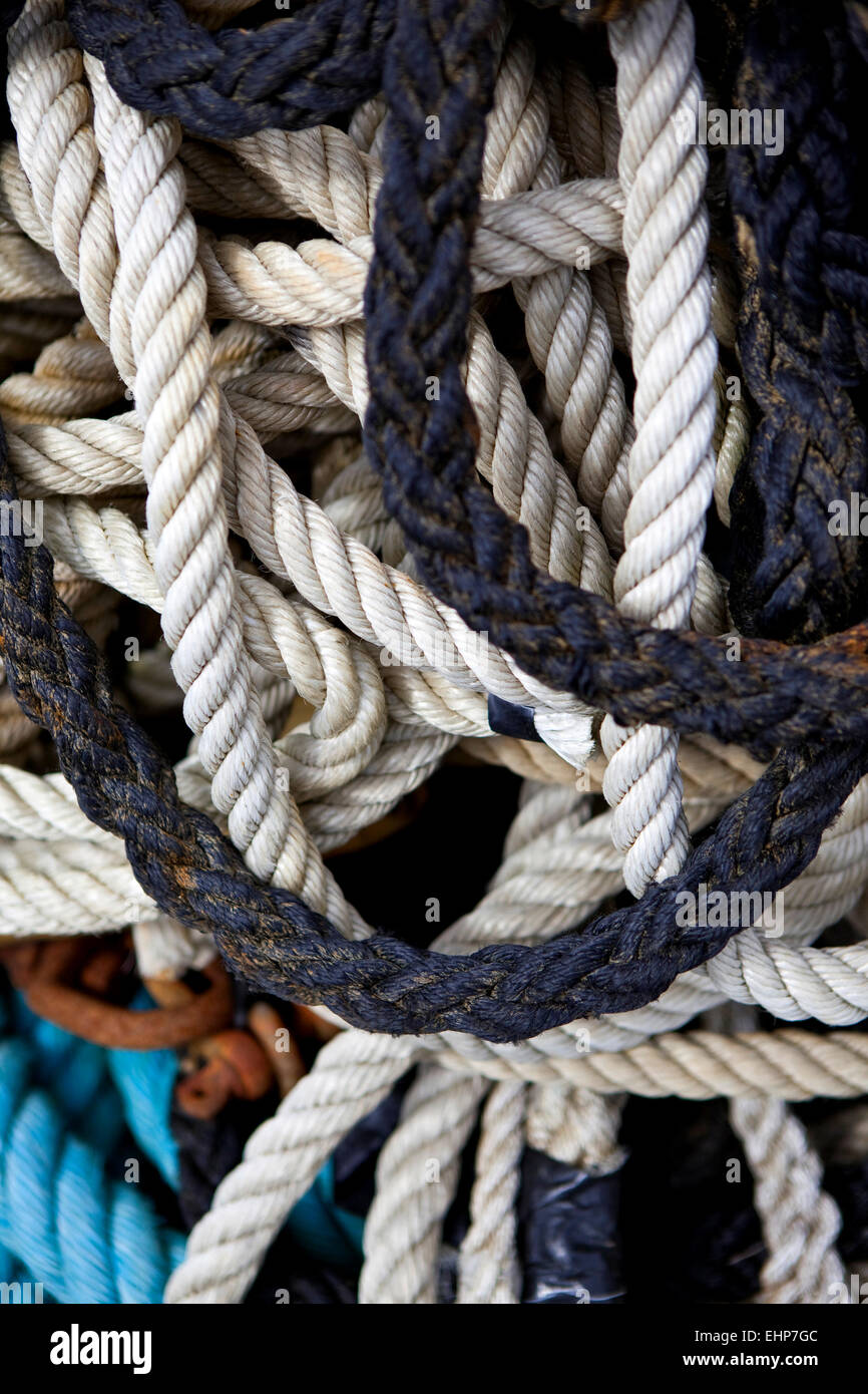 Hintergrund der Seile auf einem Flohmarkt Stockfoto