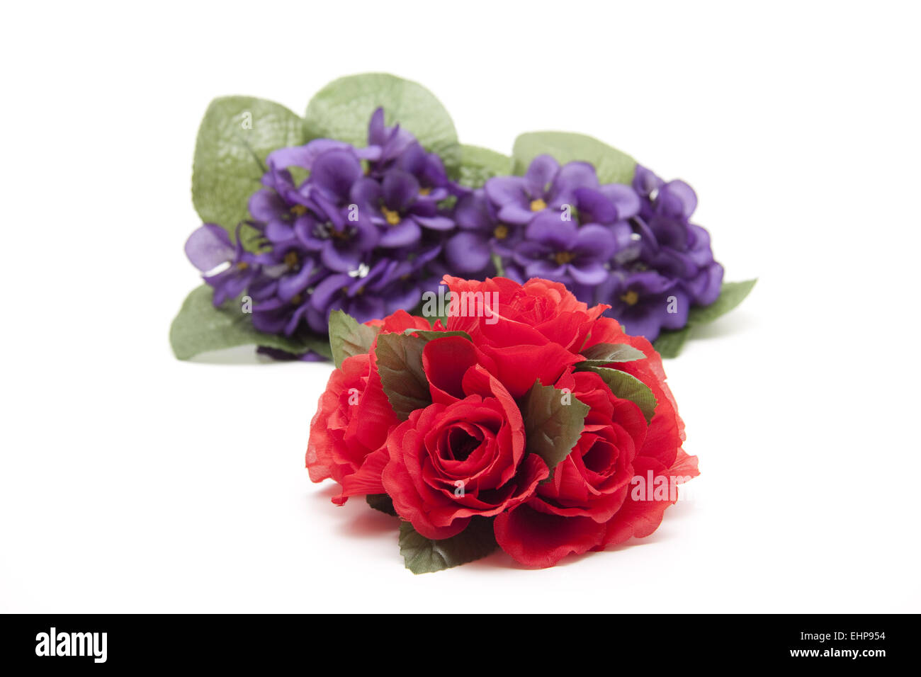 Mehr rote und lila Blumenschmuck Stockfoto