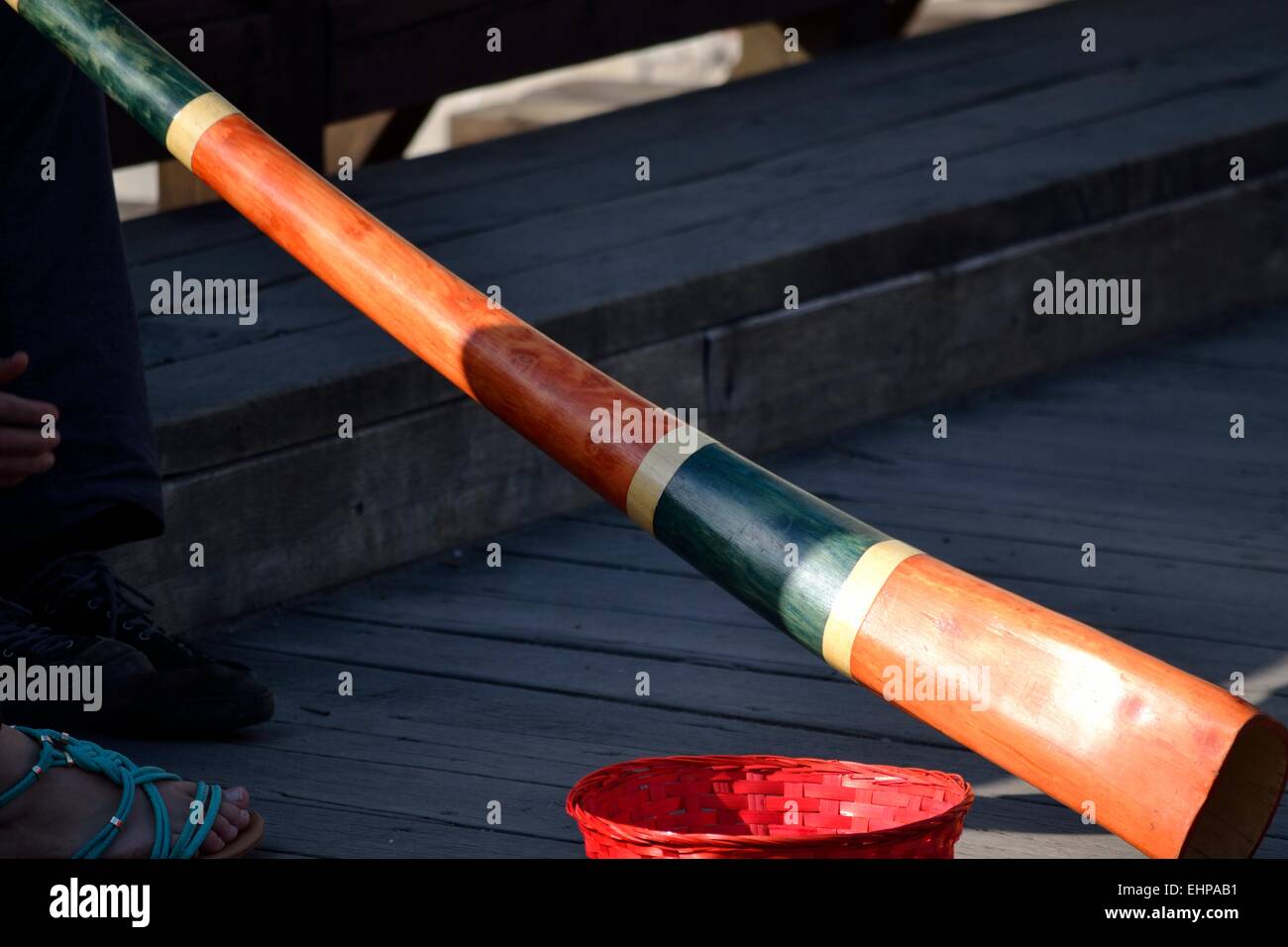 Ein Didgeridoo buskers Stockfoto