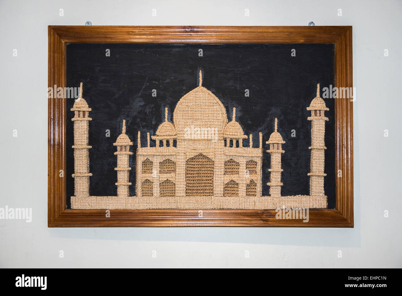 Bild des Taj Mahal gemacht in Kokos (Kokosfaser), Kokos-Museum, Cochin, Kerala, Südindien Stockfoto