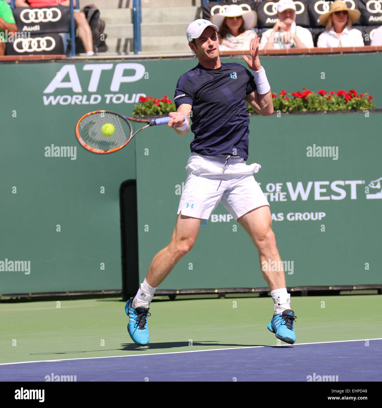 Indian Wells, Kalifornien 16. März 2015 britischer Tennisspieler Andy Murray besiegt Philipp Kohlschreiber (Deutschland) in der 3. Runde der Herren Einzel bei der BNP Paribas Open (6: 1 Punkten 3-6 6-1). Bildnachweis: Werner Fotos/Alamy Live-Nachrichten Stockfoto