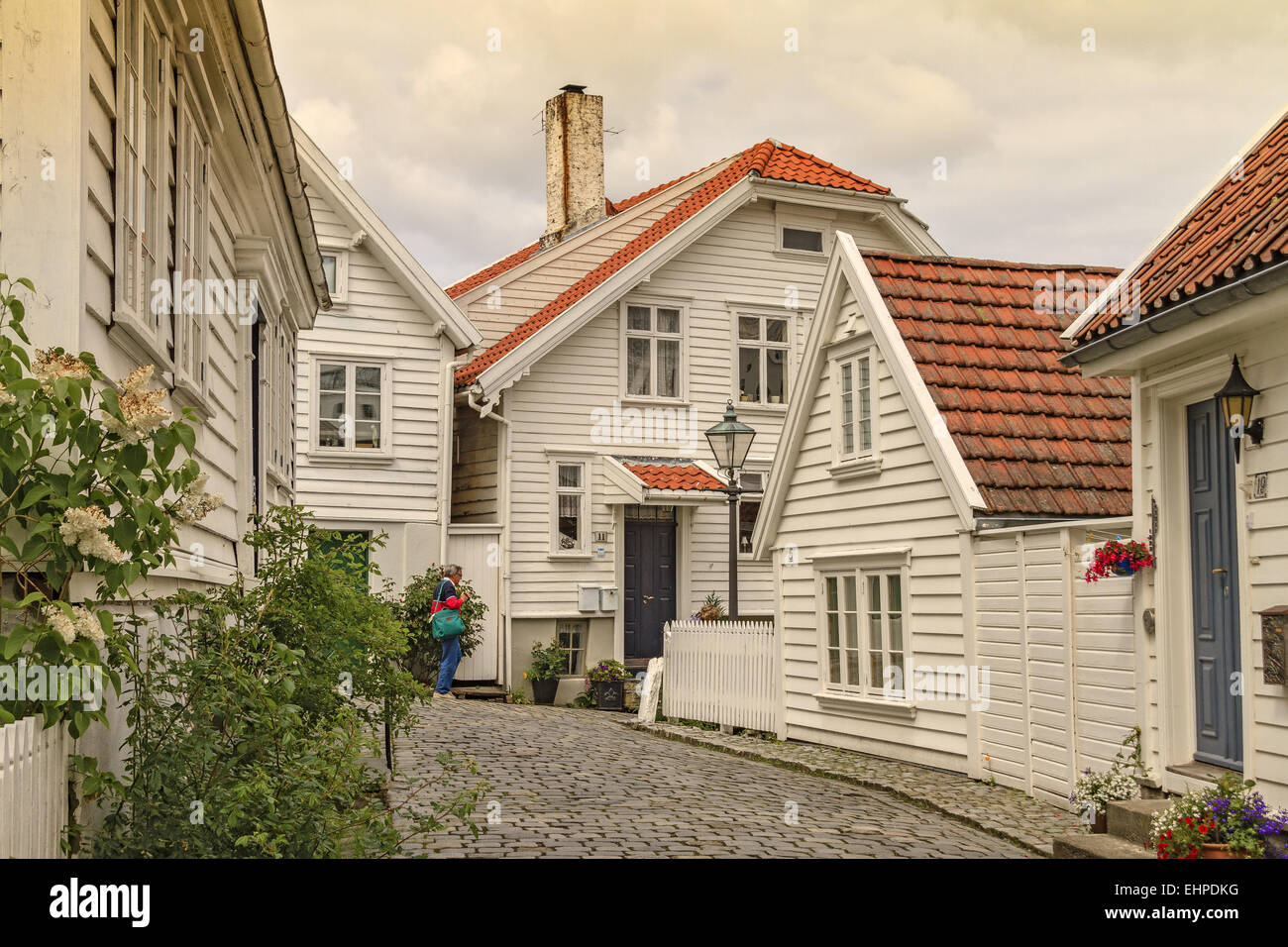 Holz gestalteten Gebäude Stavanger Norwegen Stockfoto