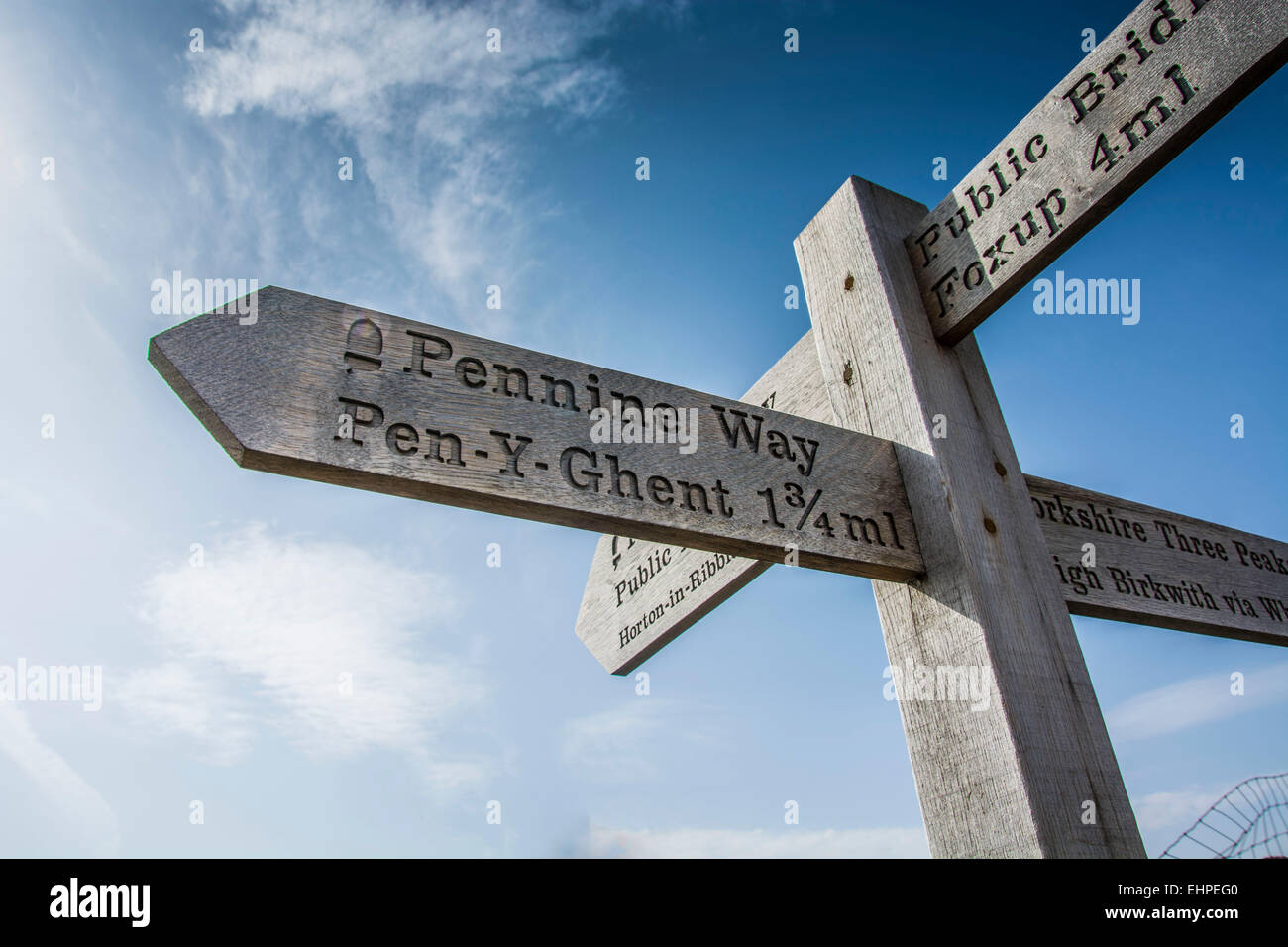 Der Pennine Way-Wegweiser Stockfoto