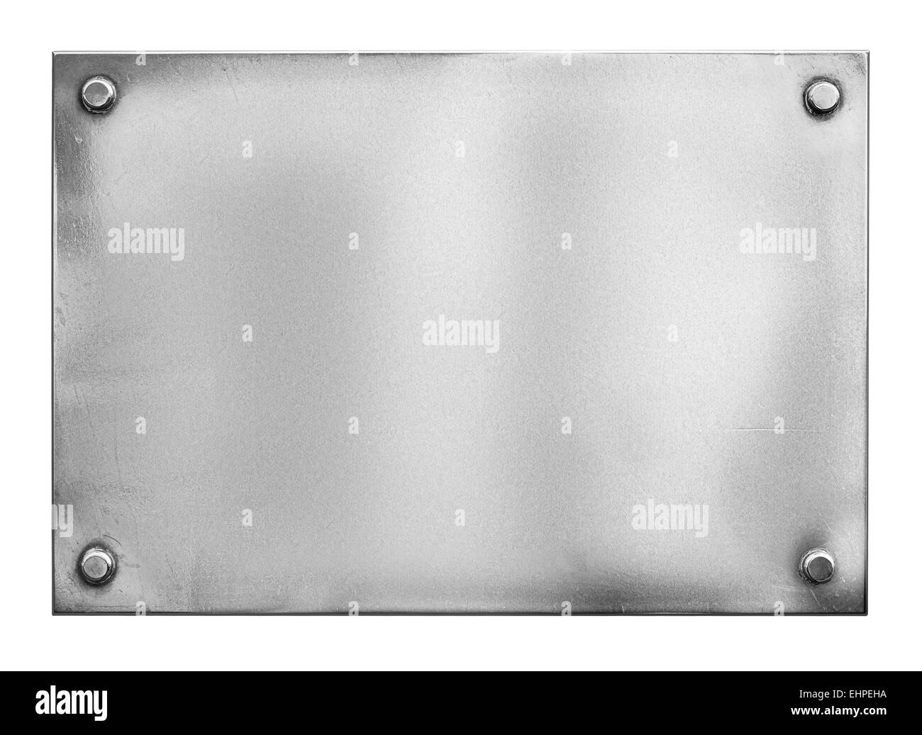 Stahl Metall-Teller oder Schild mit Nieten isoliert Stockfoto