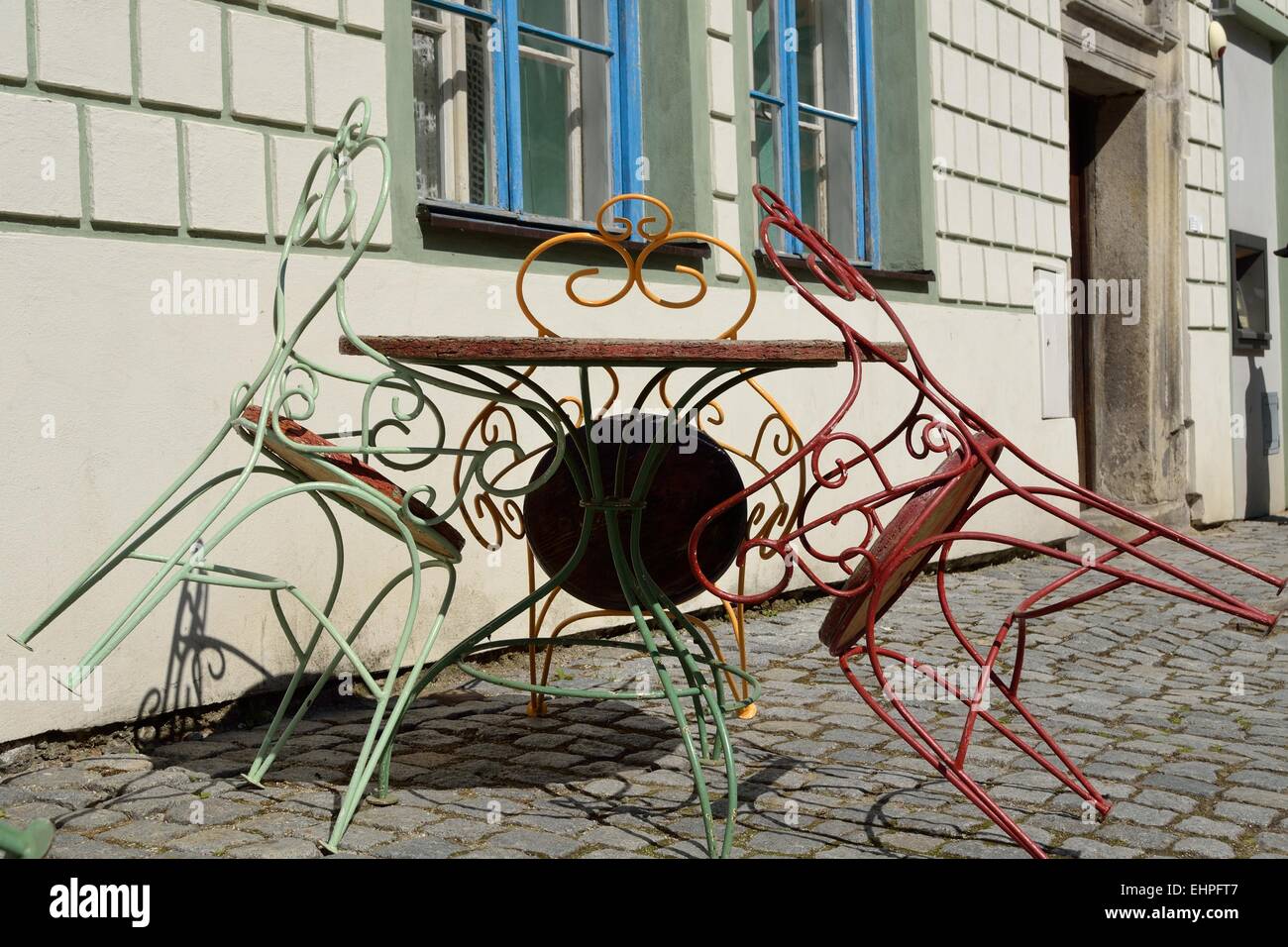 bunte Gartenstuhl Stockfoto