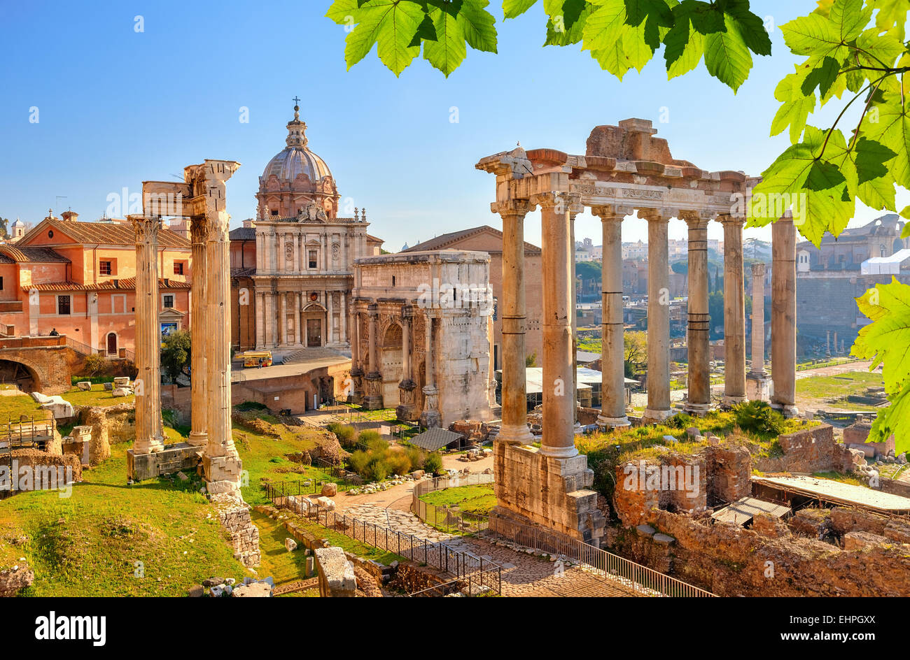 Römische Ruinen in Rom, Forum Stockfoto