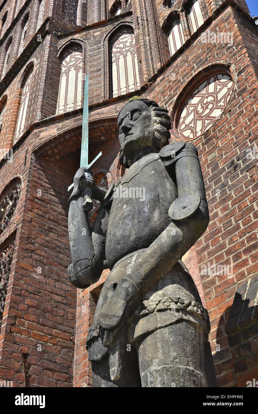 Roland-Statue in der Stadt Brandenburg Stockfoto
