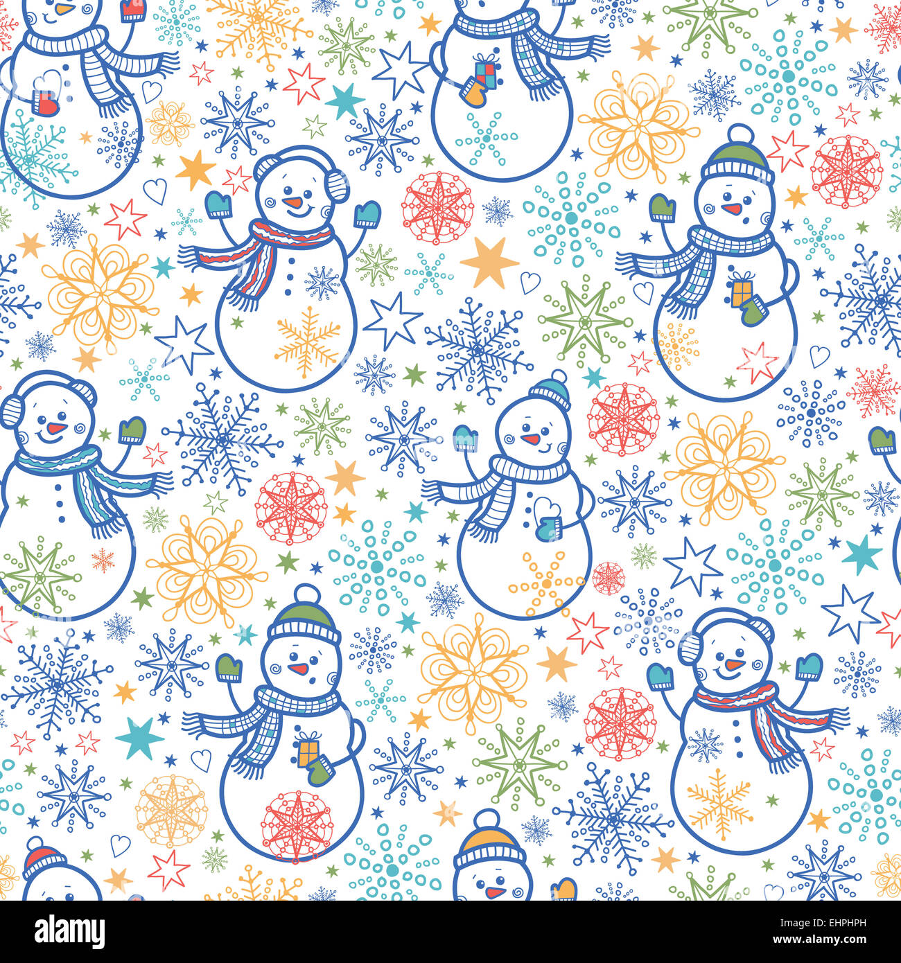 Niedlichen Schneemänner Musterdesign Hintergrund Stockfoto