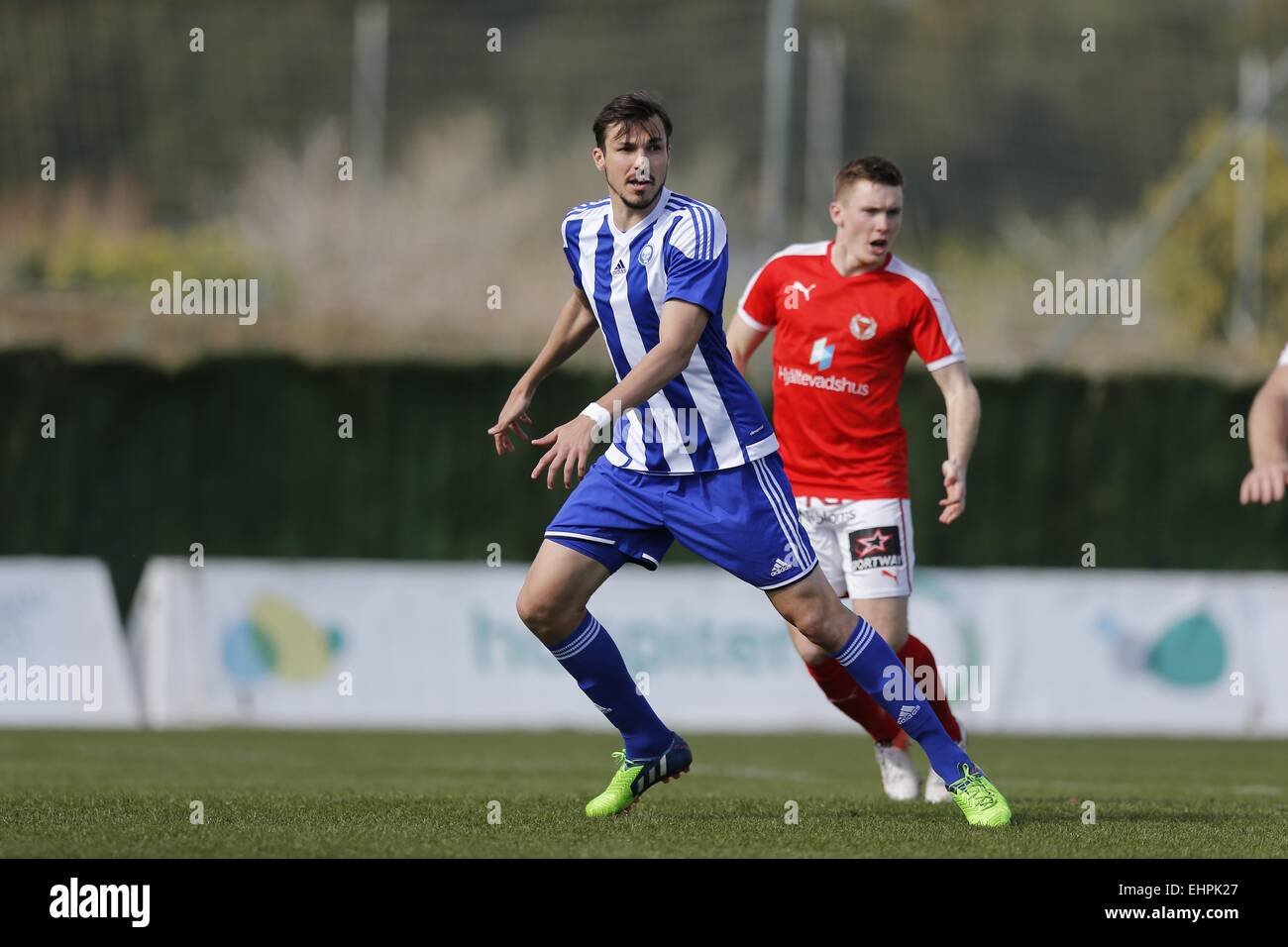 San Pedro de Alcantara, Spanien. 16. März 2015. Mike Havenaar (Helsinki) Fußball: Training match zwischen Kalmar FF 2-2 HJK Helsinki im Marbella Fußball Center in San Pedro de Alcantara, Spanien. Bildnachweis: Mutsu Kawamori/AFLO/Alamy Live-Nachrichten Stockfoto