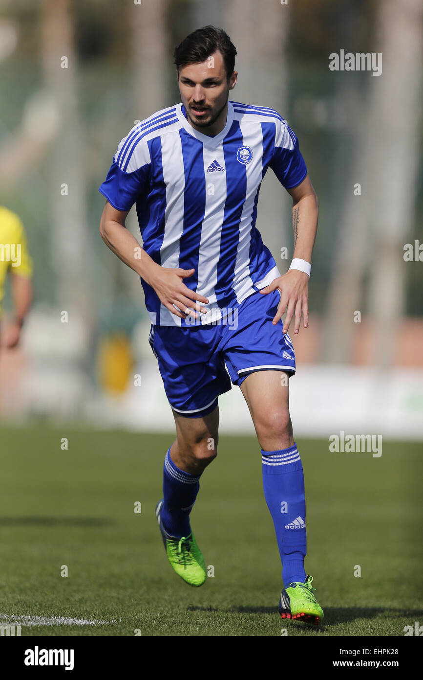 San Pedro de Alcantara, Spanien. 16. März 2015. Mike Havenaar (Helsinki) Fußball: Training match zwischen Kalmar FF 2-2 HJK Helsinki im Marbella Fußball Center in San Pedro de Alcantara, Spanien. Bildnachweis: Mutsu Kawamori/AFLO/Alamy Live-Nachrichten Stockfoto