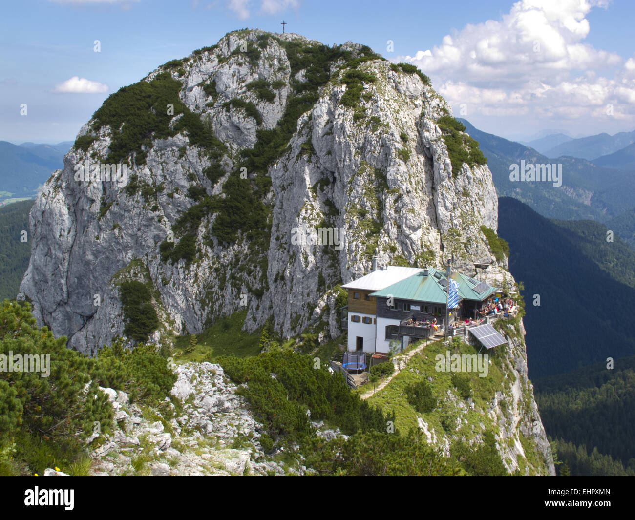 Restaurant Haus in Alpen, Bayern Stockfoto