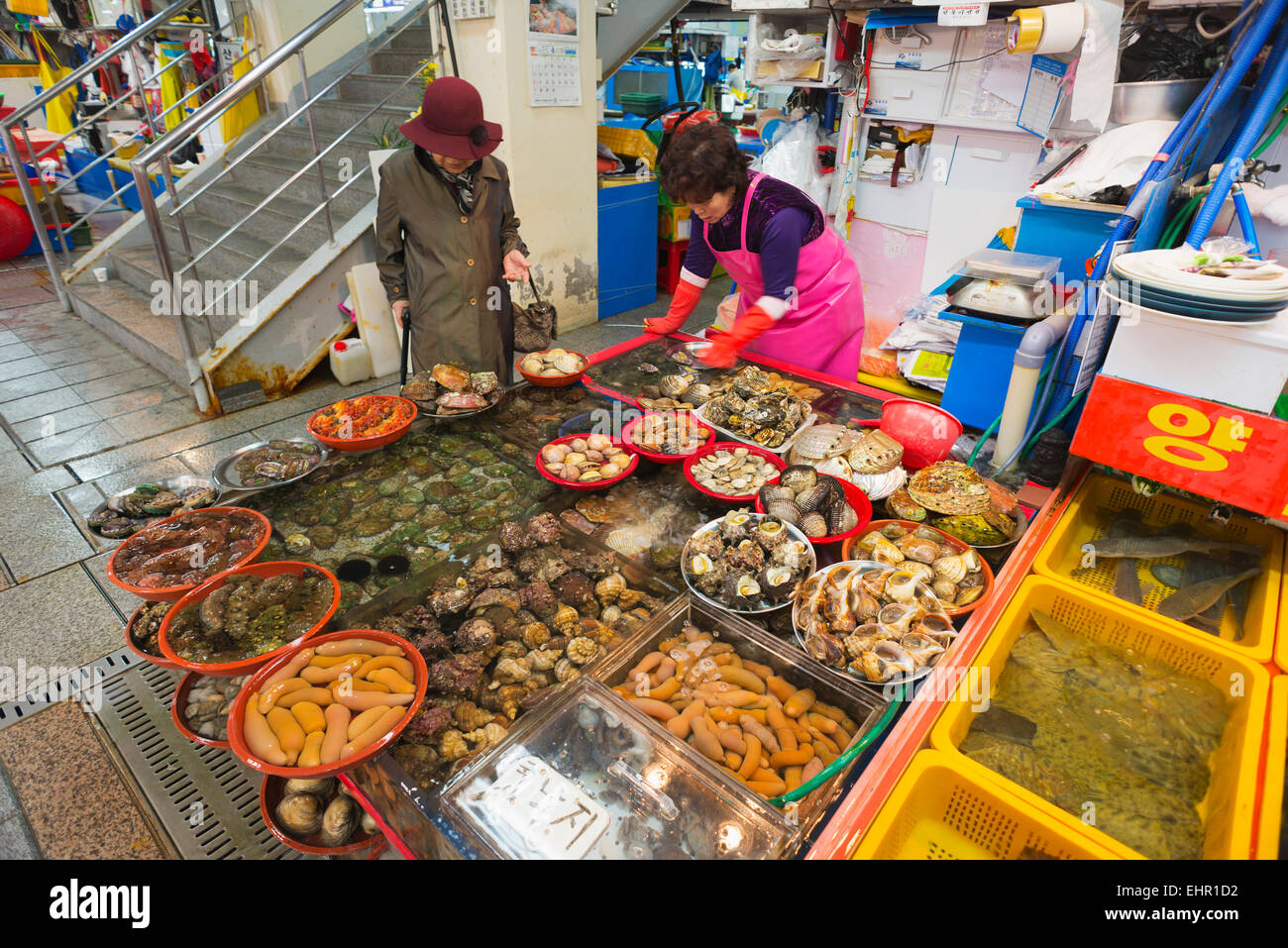 Asien, Republik Korea, Südkorea, Busan, Jagalchi Fischmarkt Stockfoto