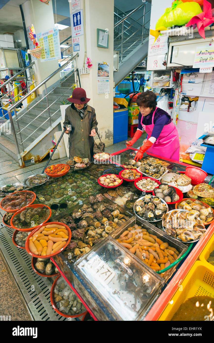 Asien, Republik Korea, Südkorea, Busan, Jagalchi Fischmarkt Stockfoto