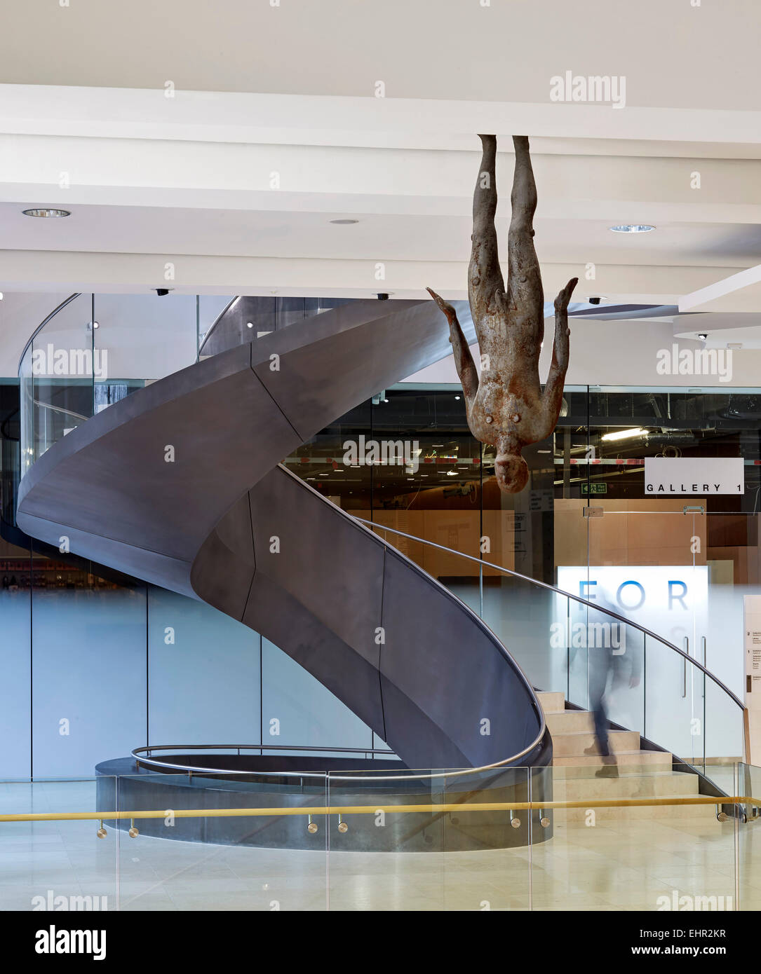 Die Wellcome Collection Treppe, Euston, Vereinigtes Königreich. Architekt: Wilkinson Eyre Architects, 2015. Stockfoto