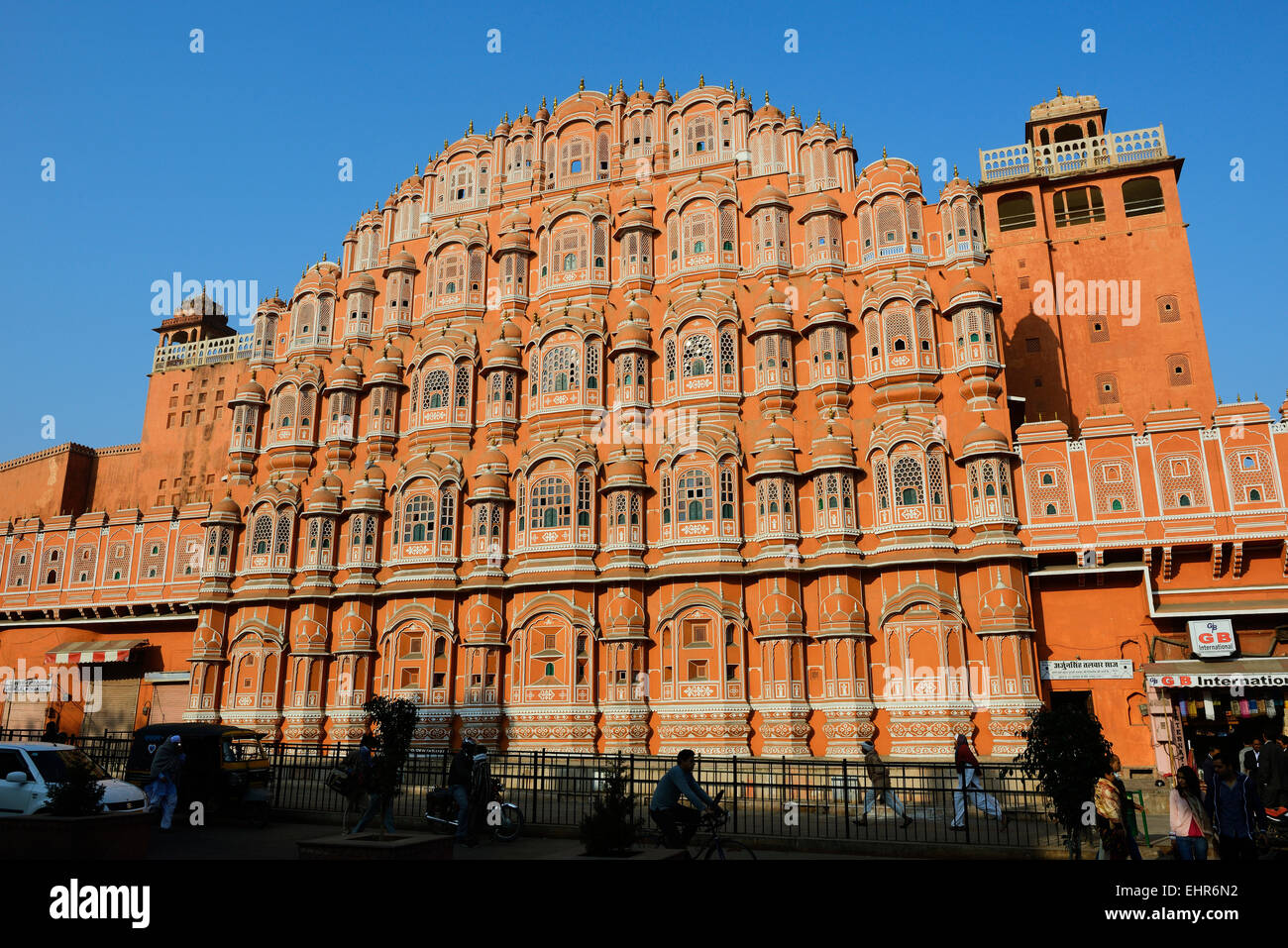 Indien, Rajasthan, Jaipur, Hawa Mahal, der Windpalast Stockfoto