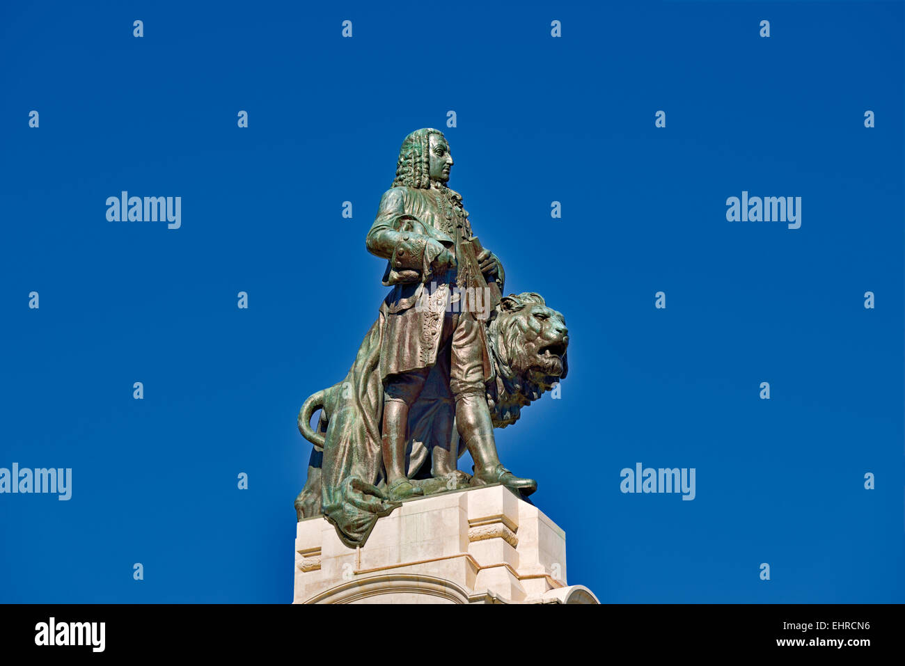 Portugal, Lissabon: Statue des Marquis von Pombal am Stadtplatz mit dem gleichen Namen Stockfoto
