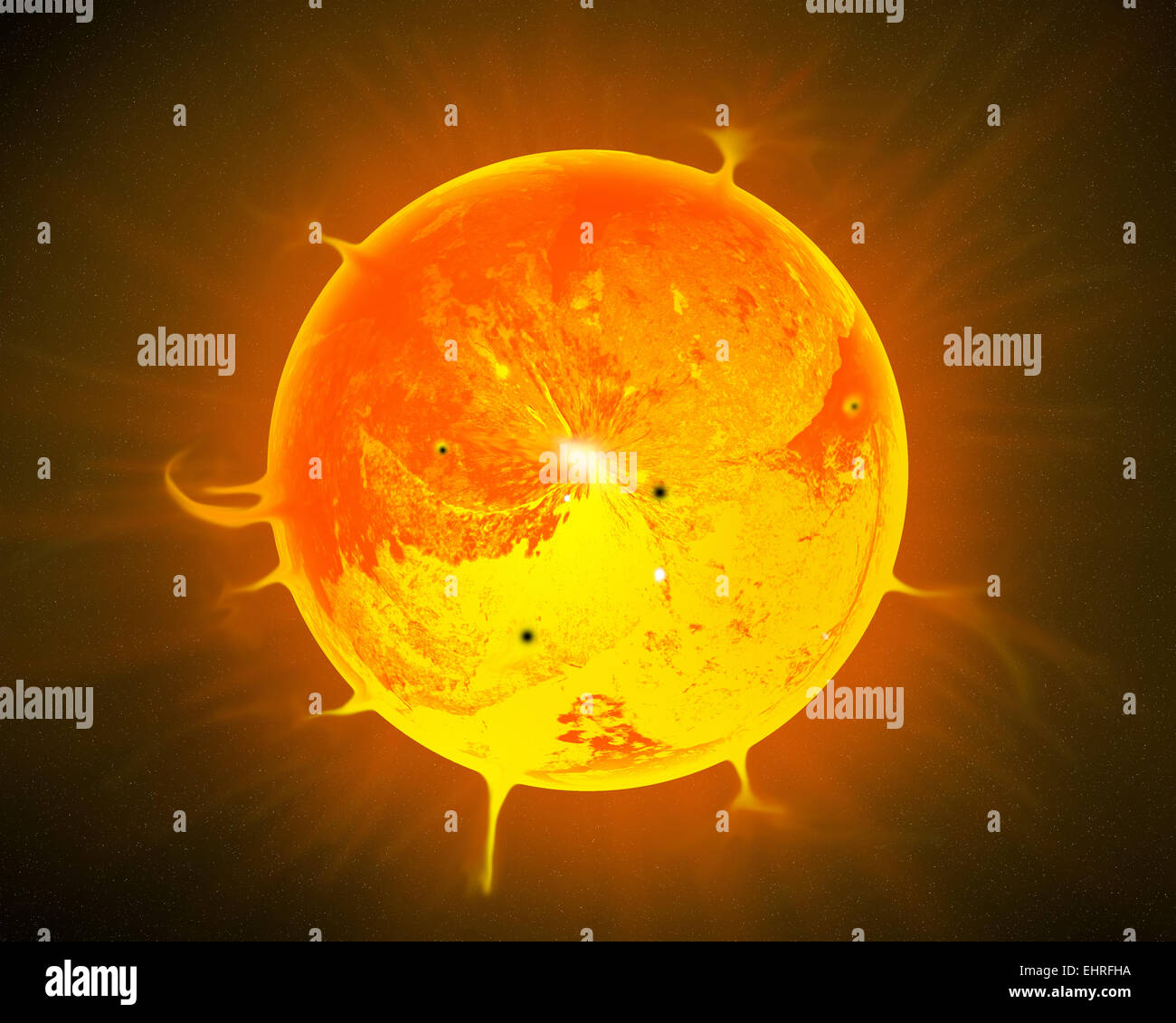 Abbildung einer fremden Sonne. Stockfoto