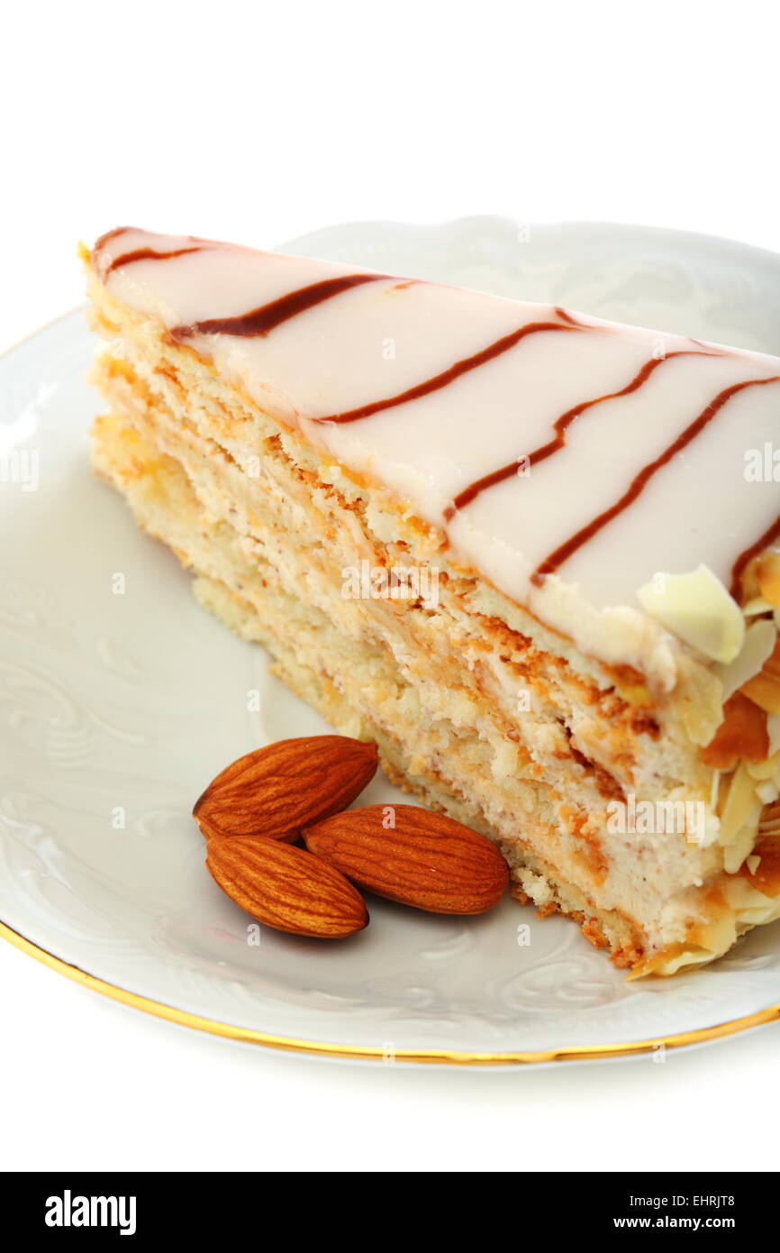 Mandeltorte Esterhazy. Stockfoto