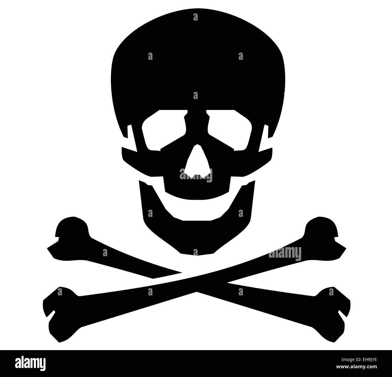 Jolly Roger-Vektor-Logo-Design-Vorlage. Symbol für menschliche Schädel oder Strahlung. Stockfoto