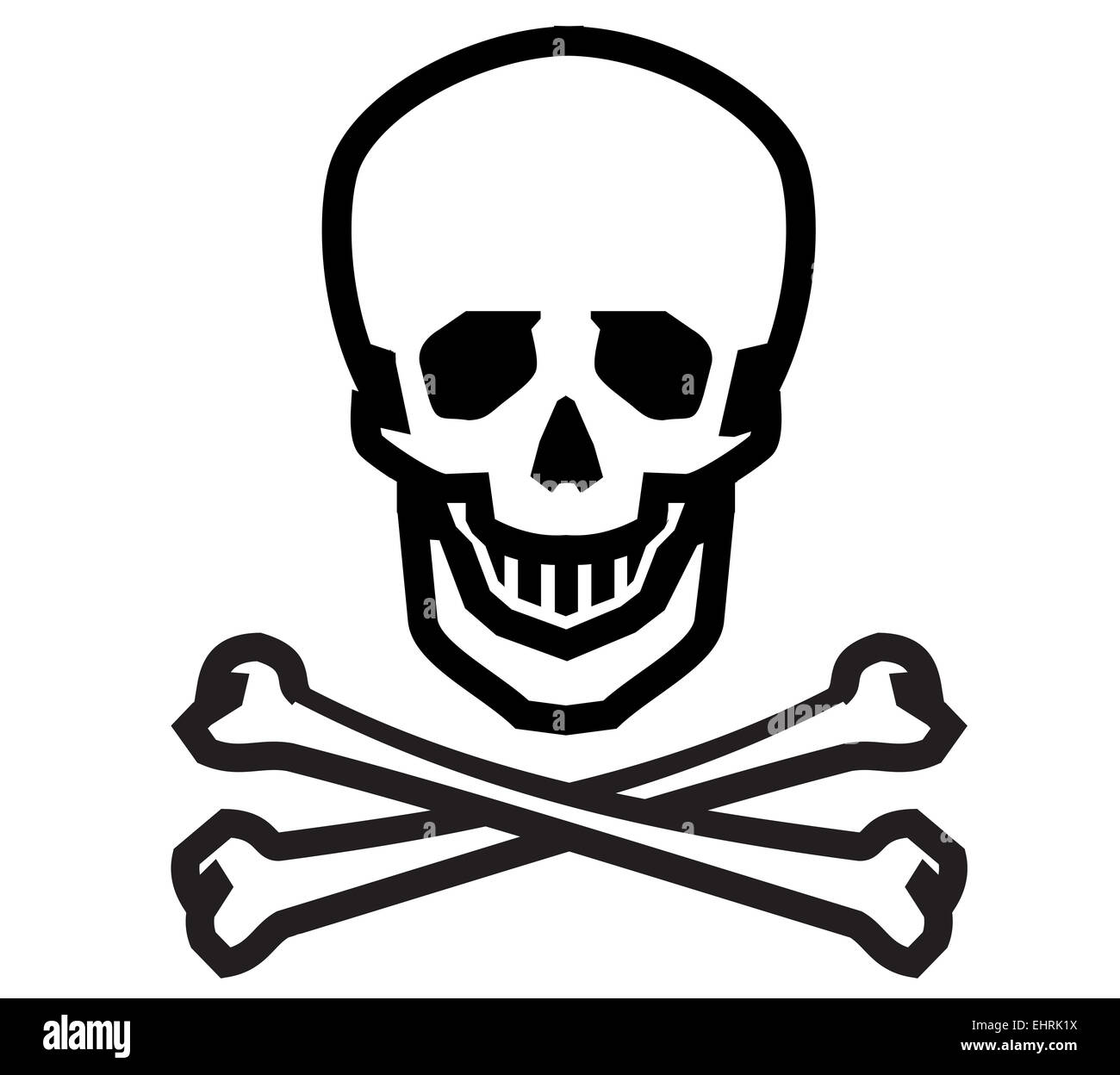 Jolly Roger-Vektor-Logo-Design-Vorlage. menschliche Schädel, Gefahr oder Terrorismus Symbol. Stockfoto