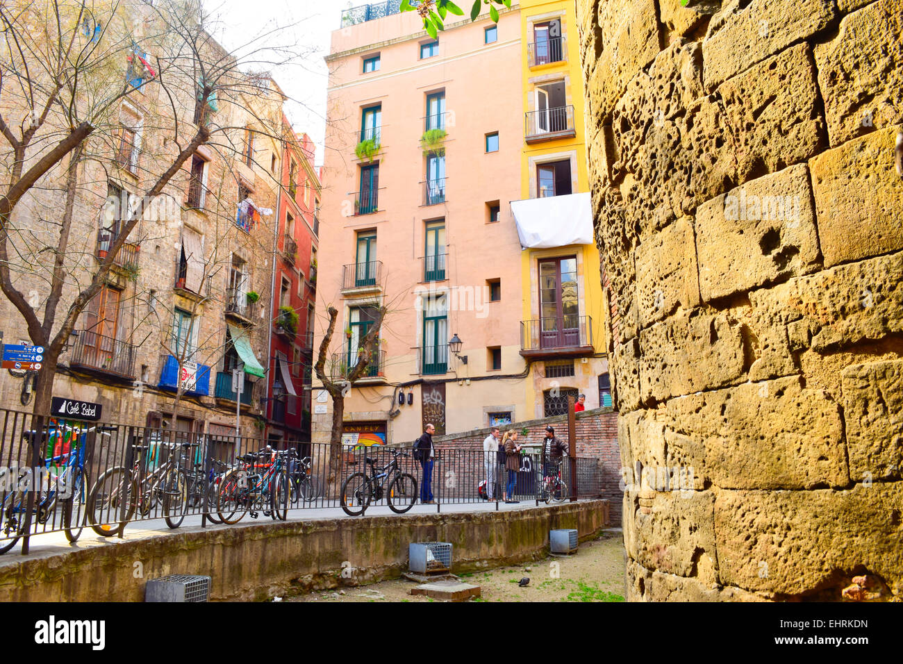 Römerturm. Barcelona, Katalonien, Spanien. Stockfoto