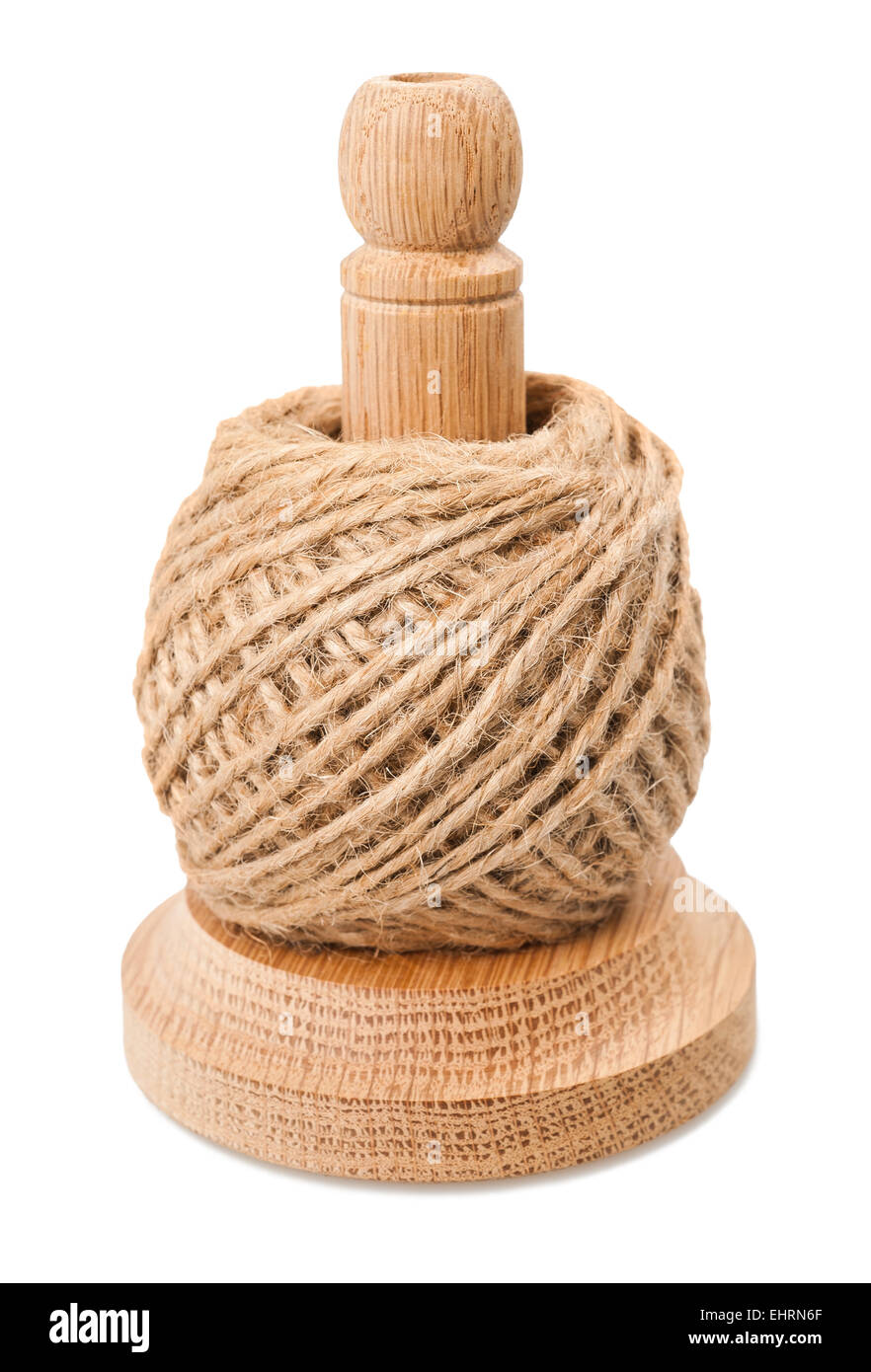 Kugel der Schnur isoliert auf weiss Stockfoto