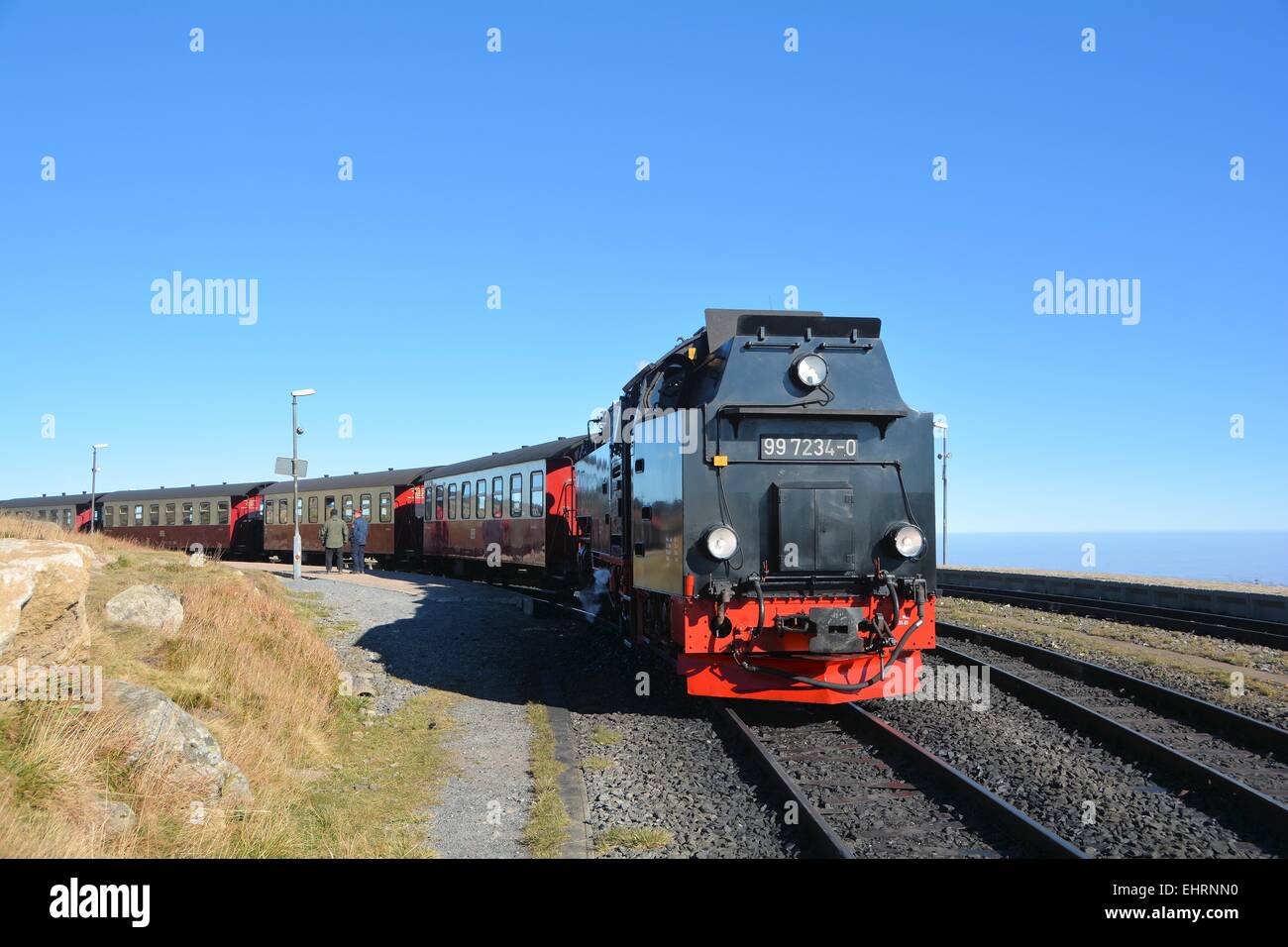 Brockenbahn auf den Brocken Stockfoto