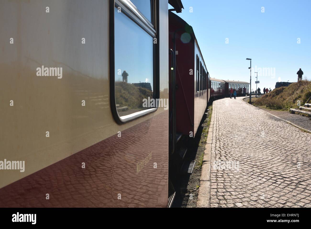 Waggons auf der Brockenbahn Stockfoto