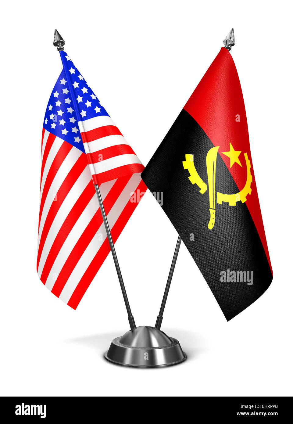 USA und Angola - Miniatur-Flags. Stockfoto