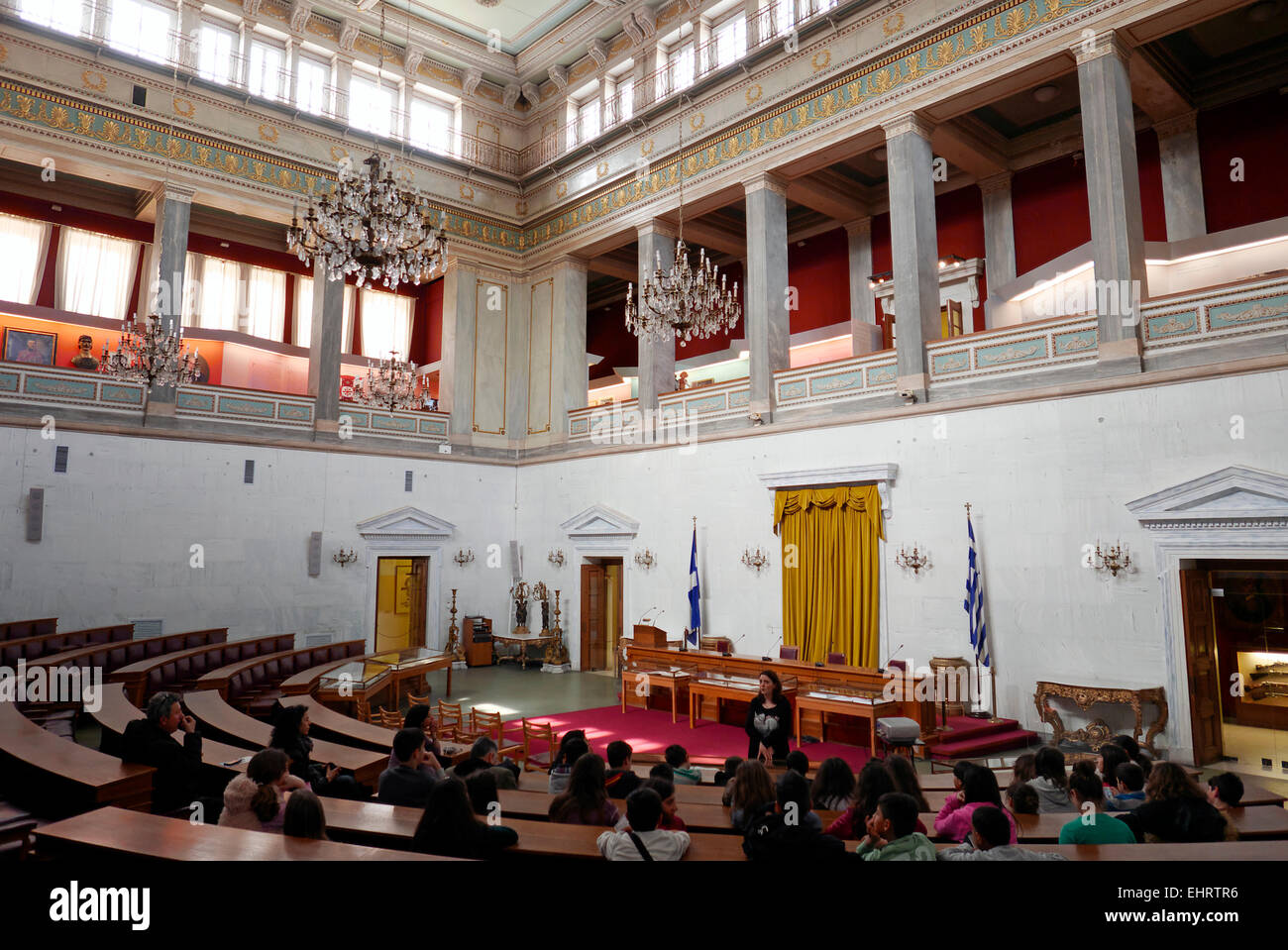 Griechenland Athen Stadiou Straße das alte Parlamentsgebäude jetzt das nationale historische museum Stockfoto