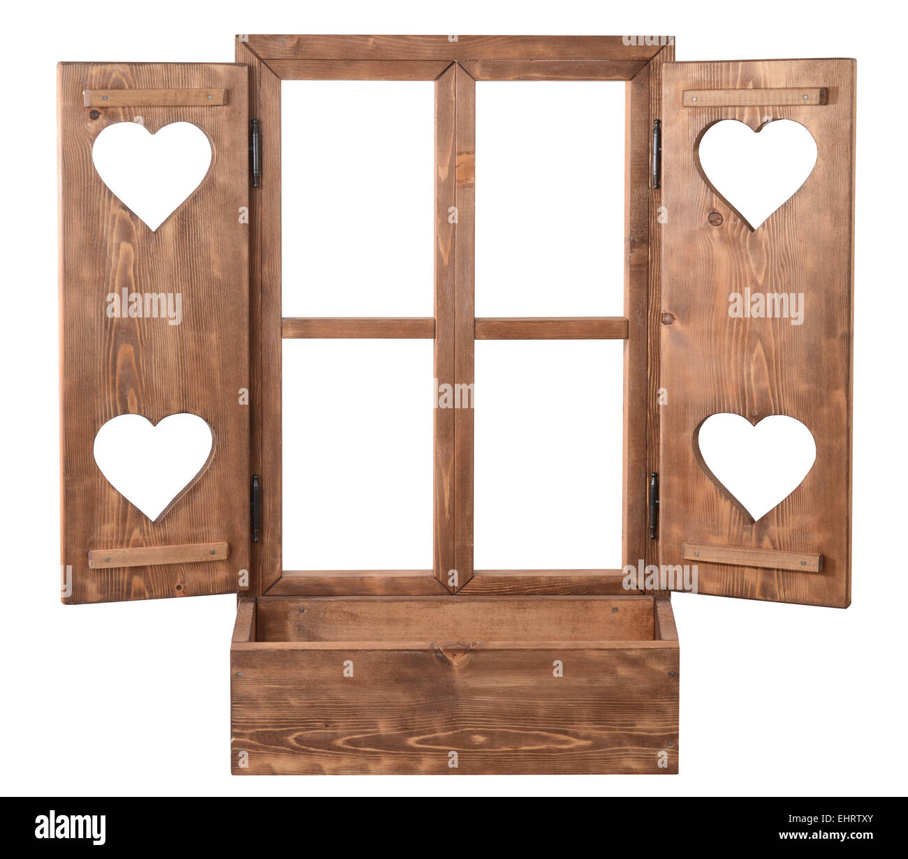 Fenster mit Tür mit Herzen Stockfoto