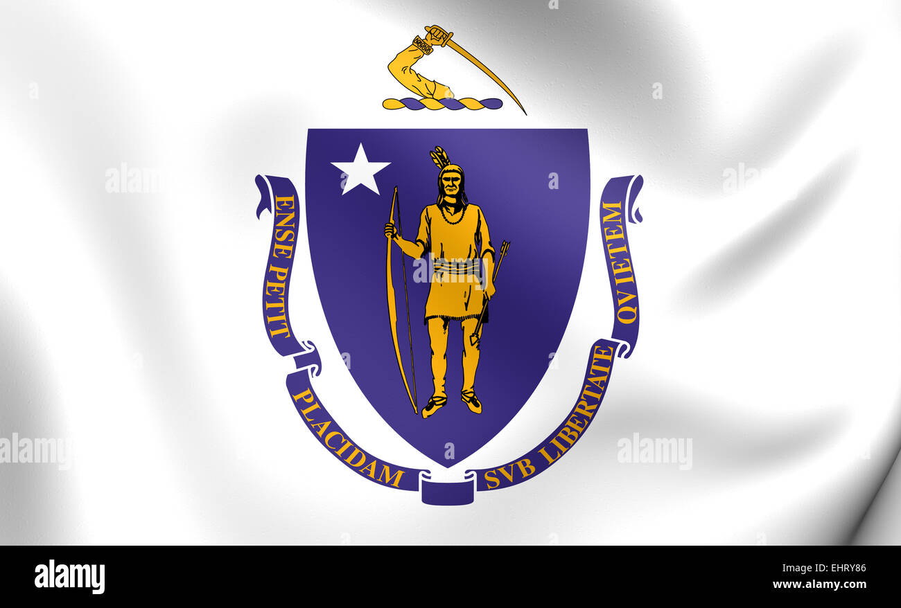 Flagge von Massachusetts, USA. Hautnah. Stockfoto