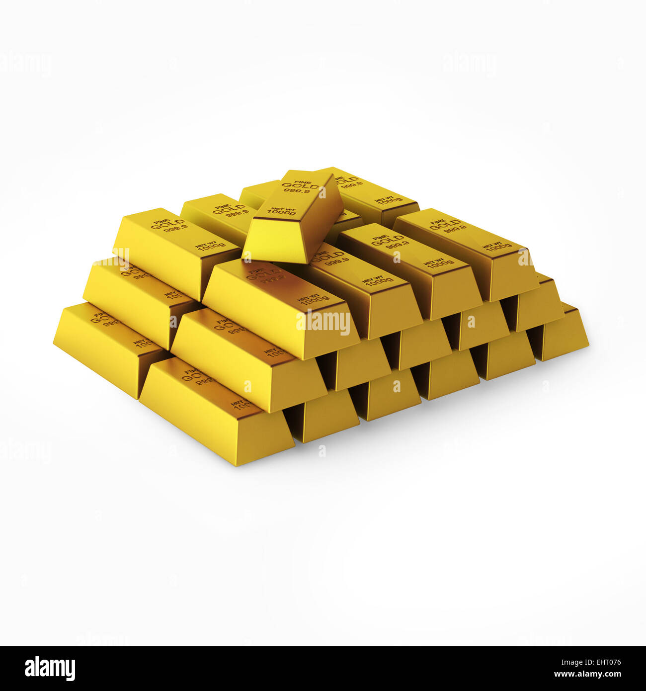 3D Render von Goldbarren Stockfoto
