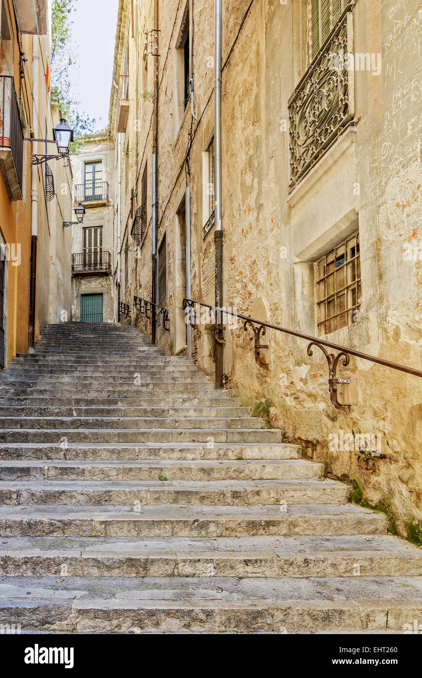 Jüdischen Viertel Altstadt Girona Spanien Stockfoto