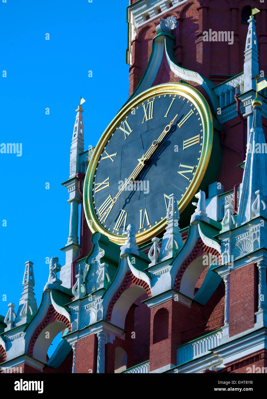 Wichtigsten staatlichen Uhr - Spasskaja-Turm, Moskau, Russland Stockfoto