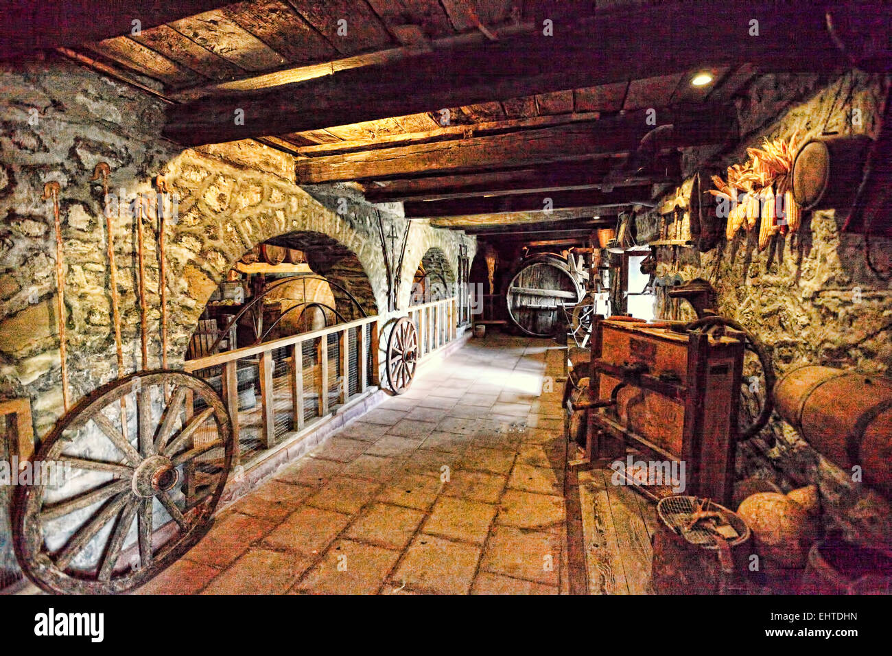 Die alten Werkzeuge der großen Meteora Kloster (Megalo Meteoro) in der Klosteranlage Meteora in Griechenland. Stockfoto