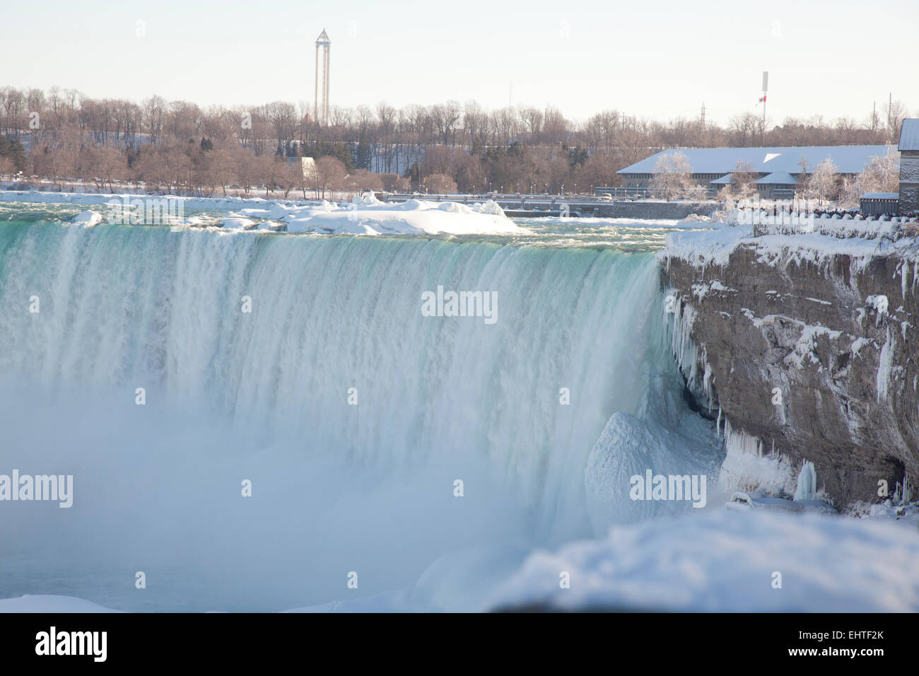 Niagara Falls Kanada hautnah im winter Stockfoto