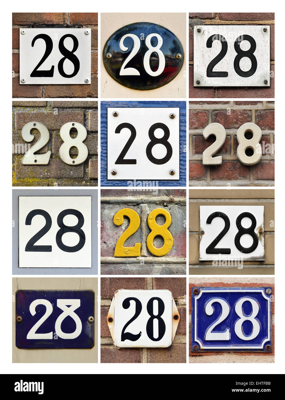 Nummer 28 - Collage des Hauses zahlen achtundzwanzig Stockfoto