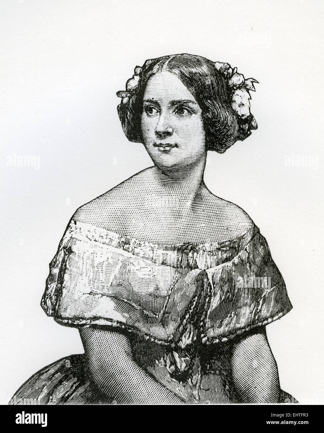 Schwedische Opernsängerin JENNY LIND (1820-1887) in einem Kupferstich, basierend auf einem Gemälde 1862 Stockfoto