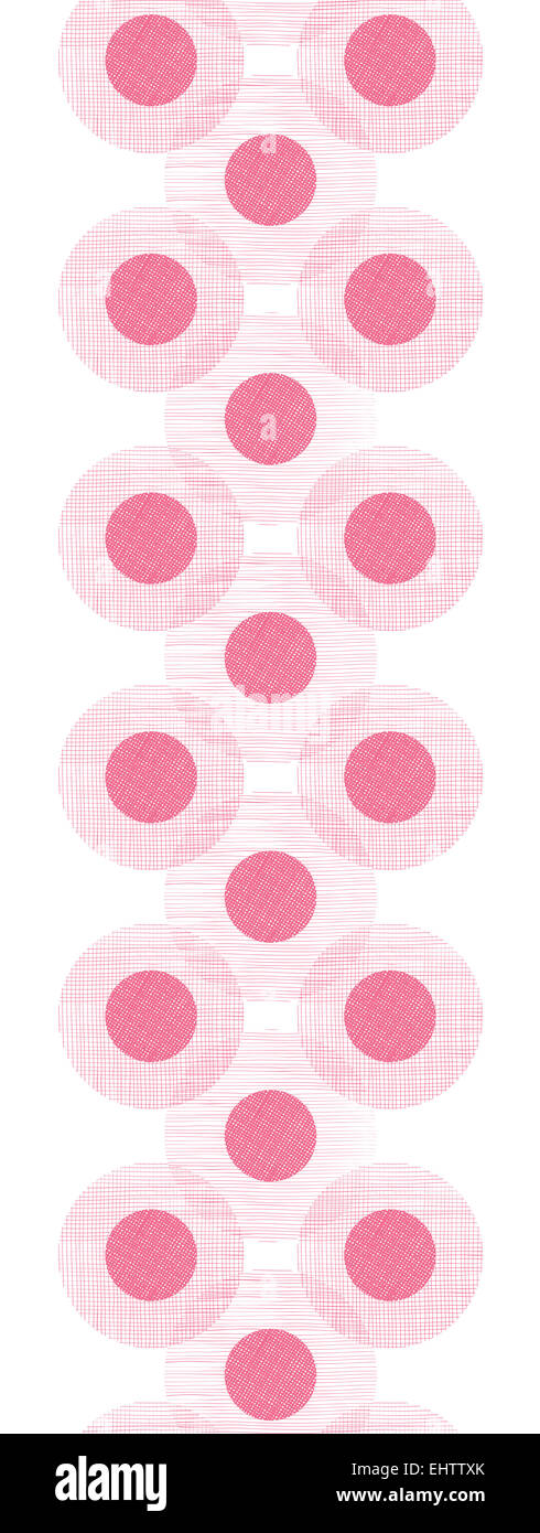 Rosa Textil Kreise vertikale nahtlose prasseln umrandet Stockfoto